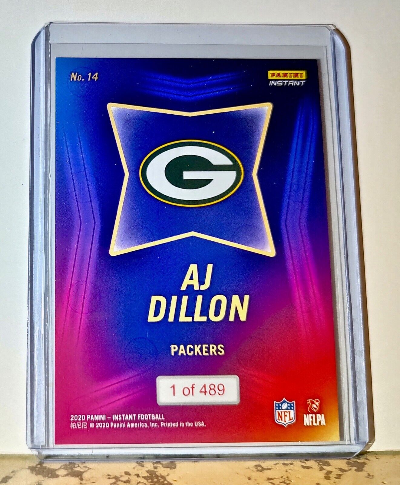 AJ Dillon 2020 NFL Draft Night NFL #14 Football Card Green Bay Packers 1 of 489