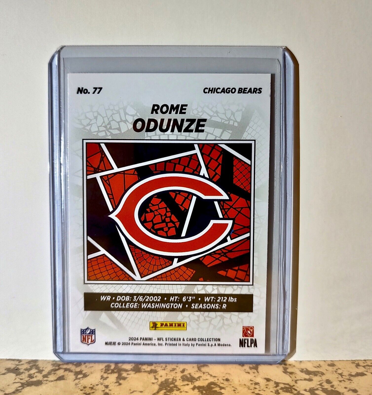 Rome Odunze 2024 Panini NFL #77 Silver Foil Rookie Sticker Card Bears