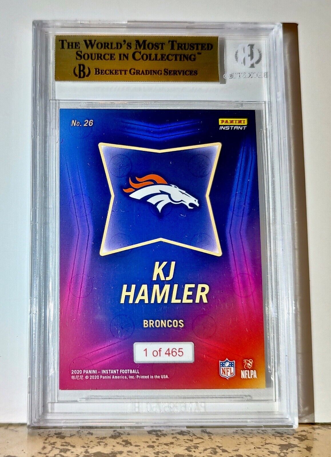 KJ Hamler 2020 Panini NFL #26 Draft Night Rookie 1 of 465 BGS 9.5 Gem Broncos