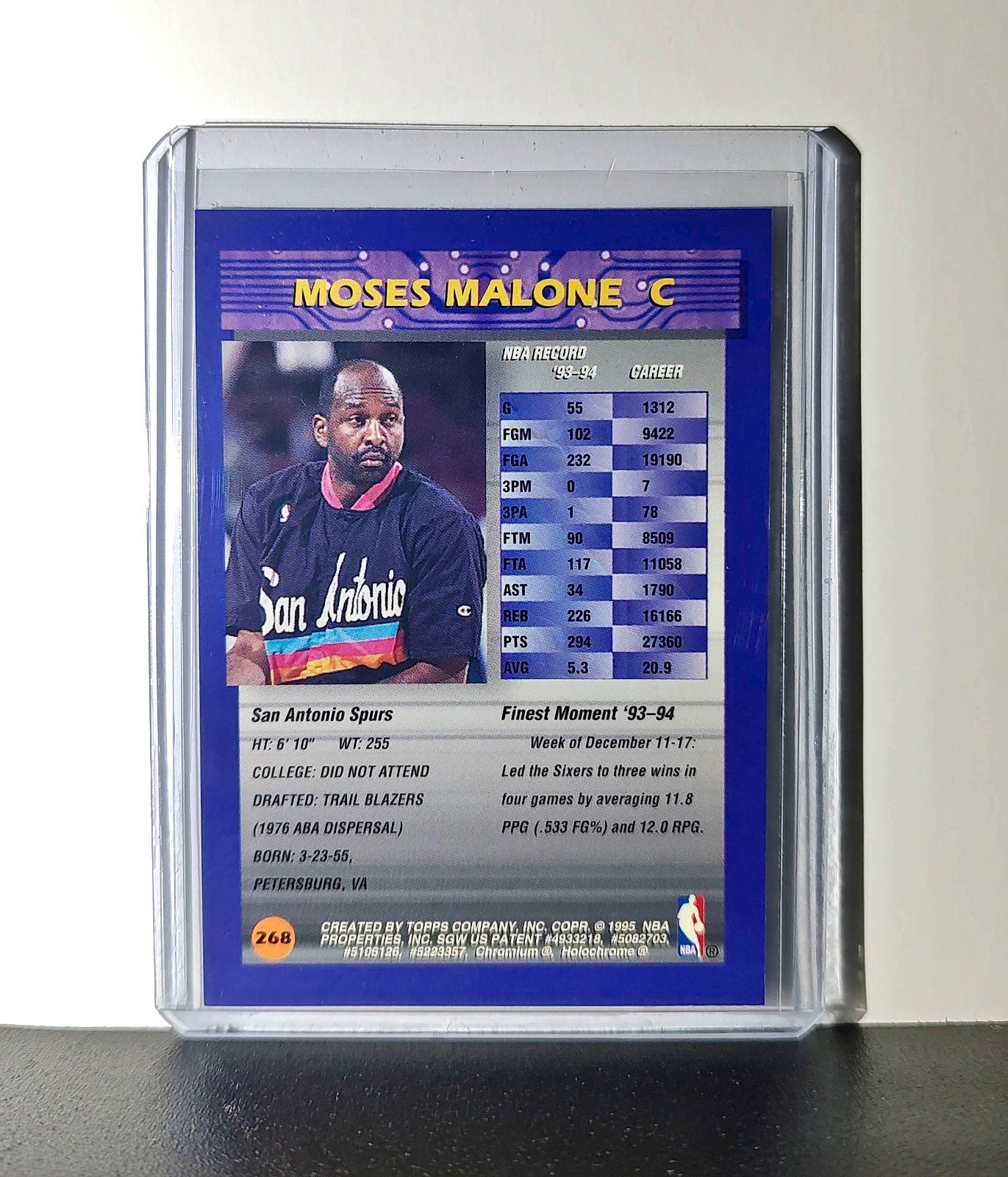 Moses Malone 1994-95 Topps Finest #268 Basketball Card