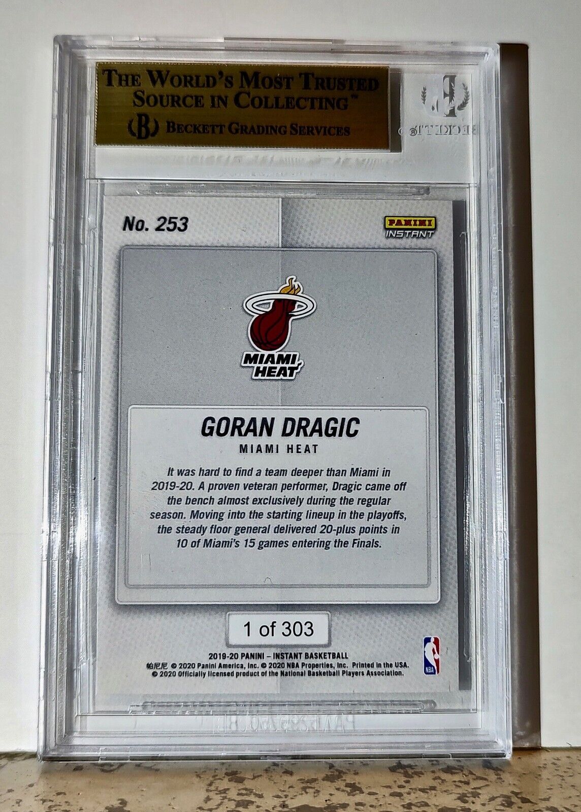 Goran Dragic 2019-20 Panini NBA #253 Card 1 of 303 BGS 9.5 Gem Mint Miami Heat