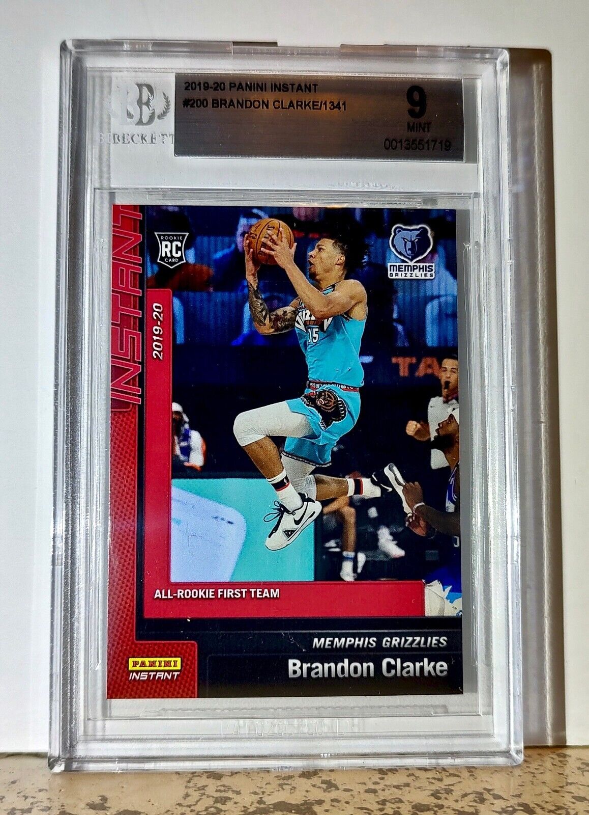 Brandon Clarke 2019-20 Panini NBA #200 Rookie Card 1 of 1341 BGS 9 Grizzlies