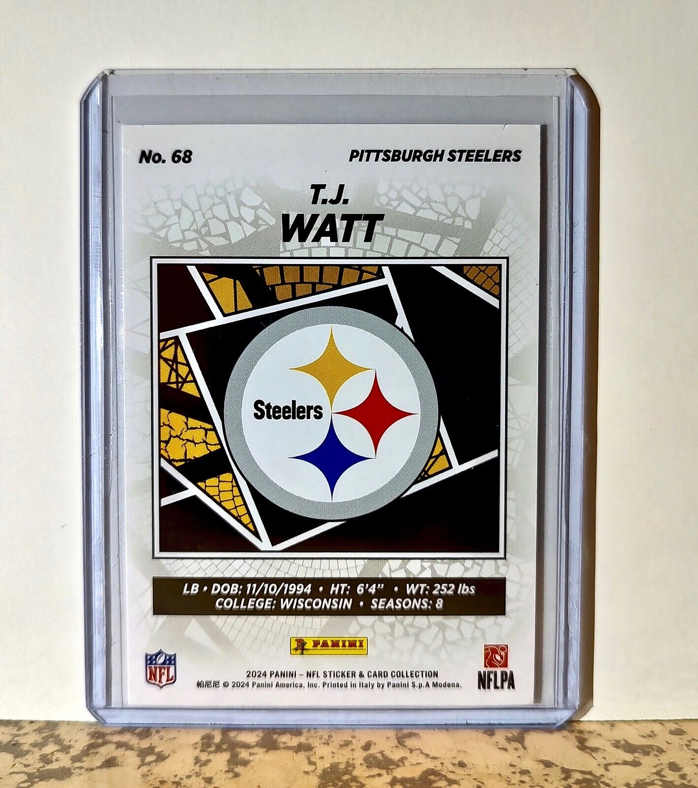 T.J. Watt 2024 Panini NFL #68 Sticker Card Pittsburgh Steelers