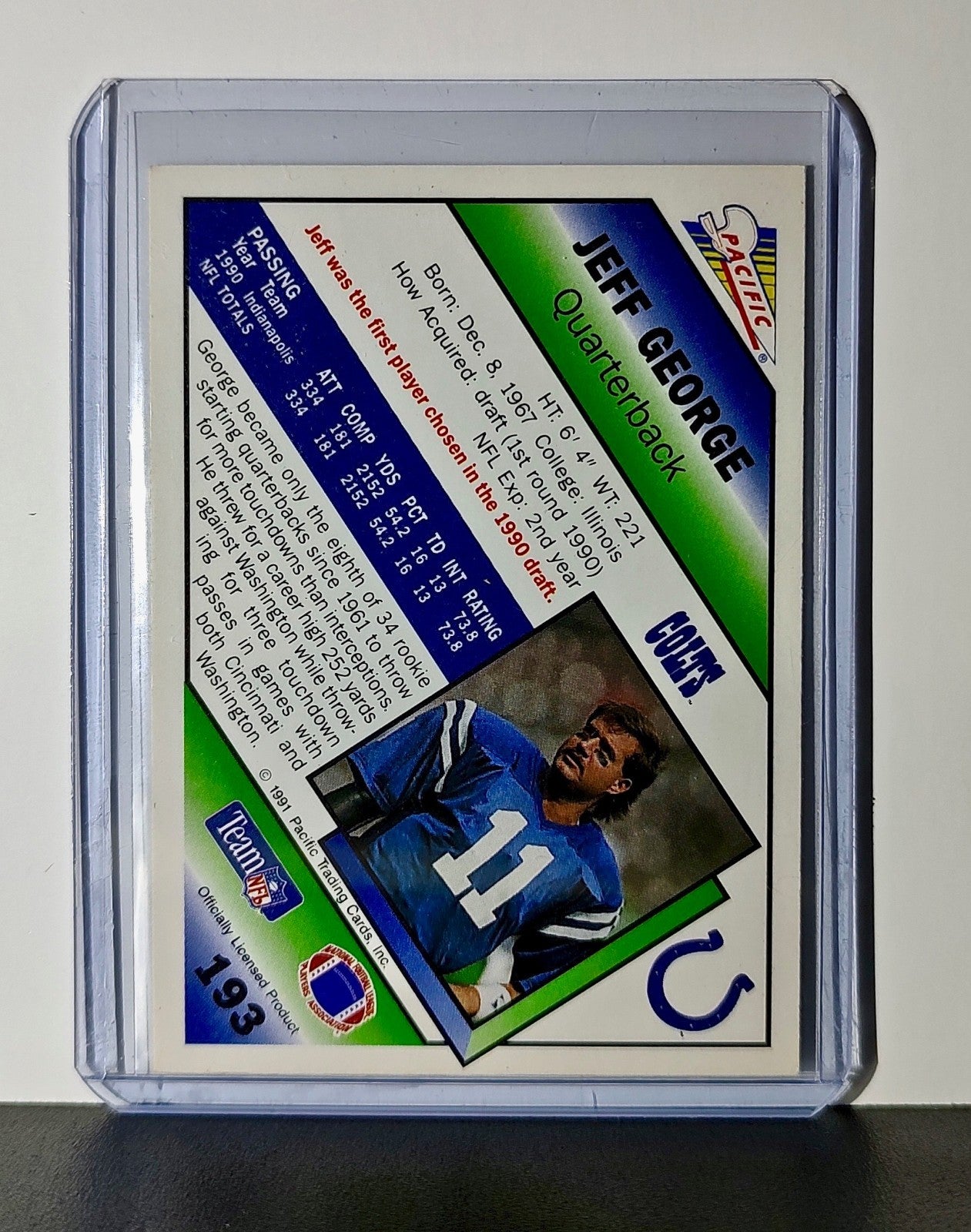 Jeff George 1991 Pacific NFL #193 Card Indianapolis Colts