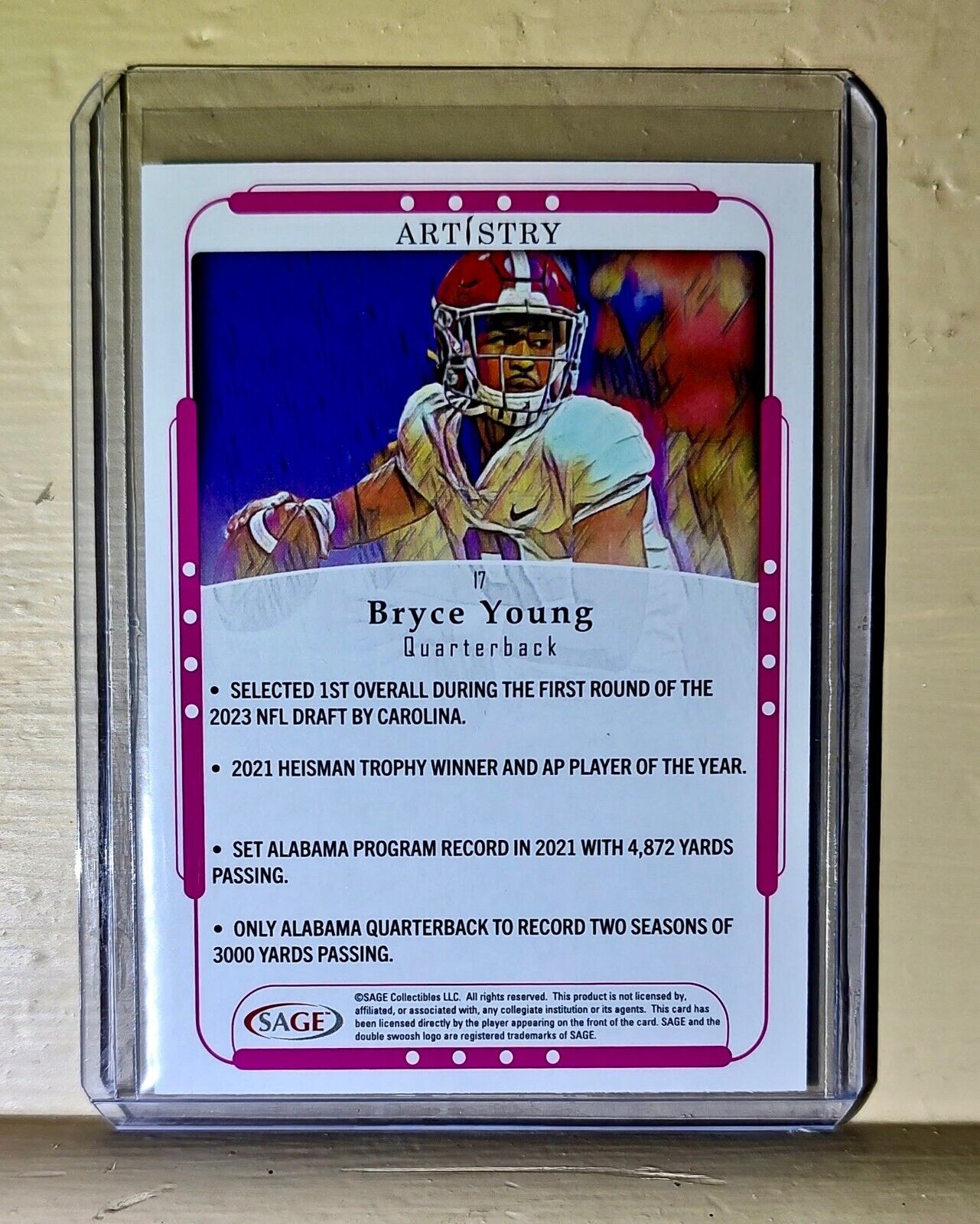 Bryce Young 2023 SAGE NFL Artistry Football #17 Card