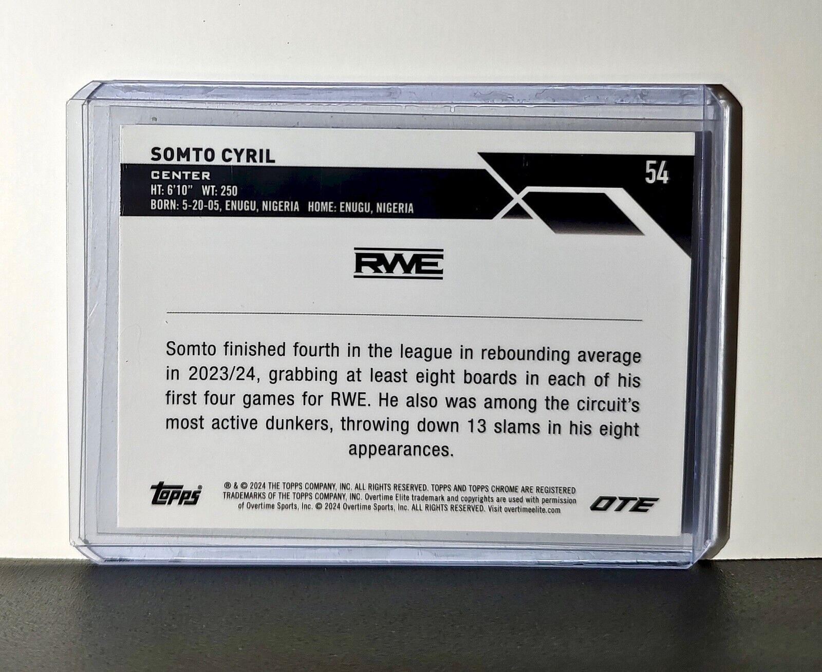 Somto Cyril 2023-24 Topps Chrome Overtime #54 Card RWE
