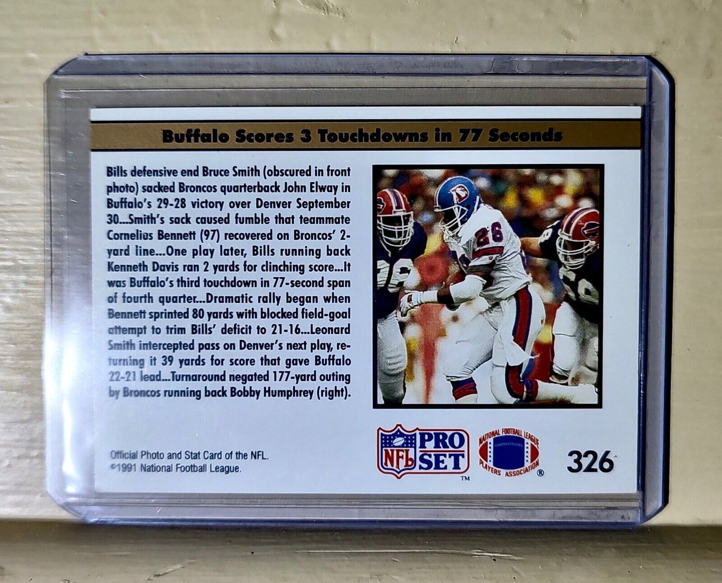 1991 NFL Pro Set Replay Bills Baseball Card #326