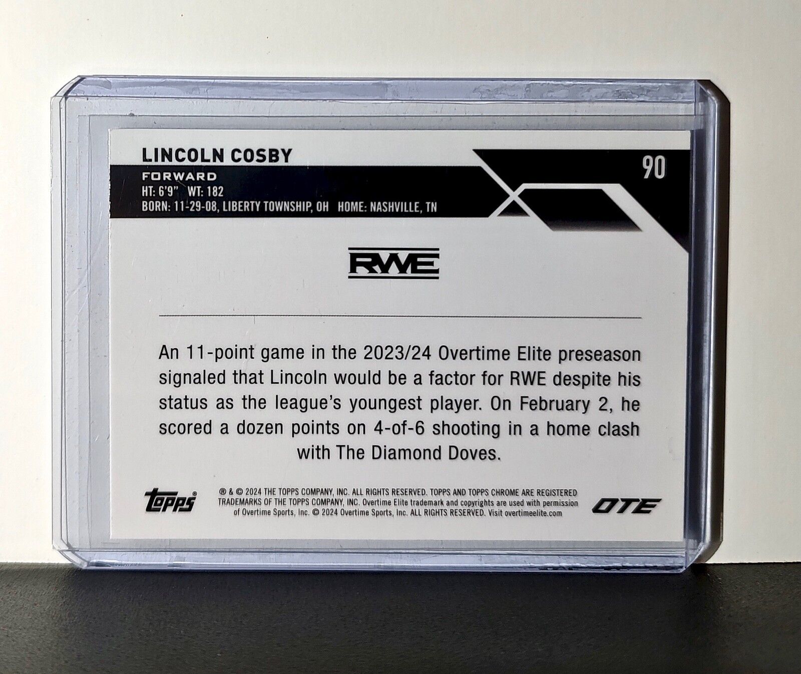 Lincoln Cosby Rookie Card 2023-24 Topps Chrome Overtime #90 RWE