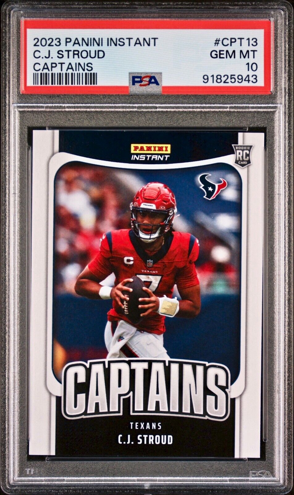 C.J. Stroud	2023 Panini NFL Captain #13 Football Card Texans 1/331 PSA 10 Gem