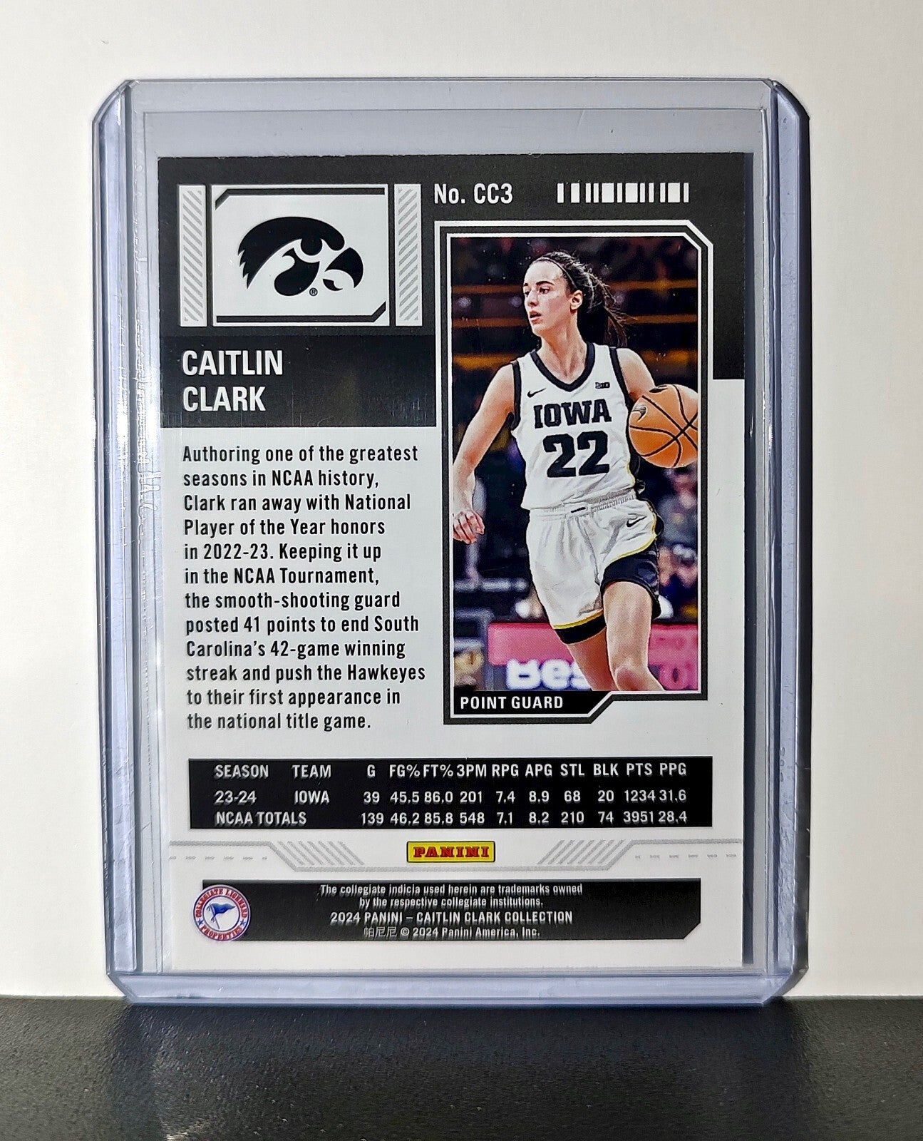 Caitlin Clark 2024 Silver Foil Panini College Contenders #CC3 Iowa Hawkeyes