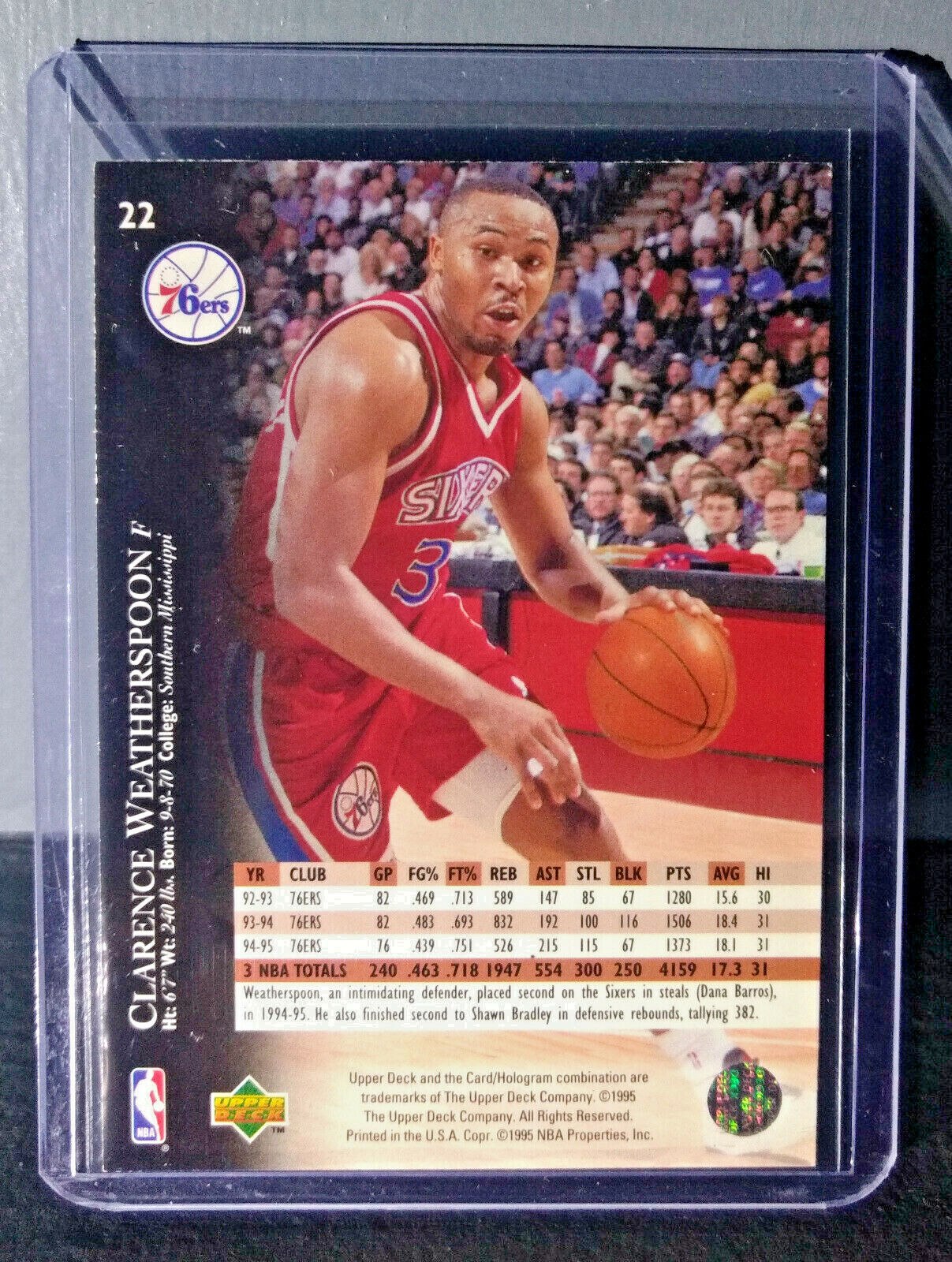 1995-96 Upper Deck Clarence Weatherspoon #22 Basketball Card