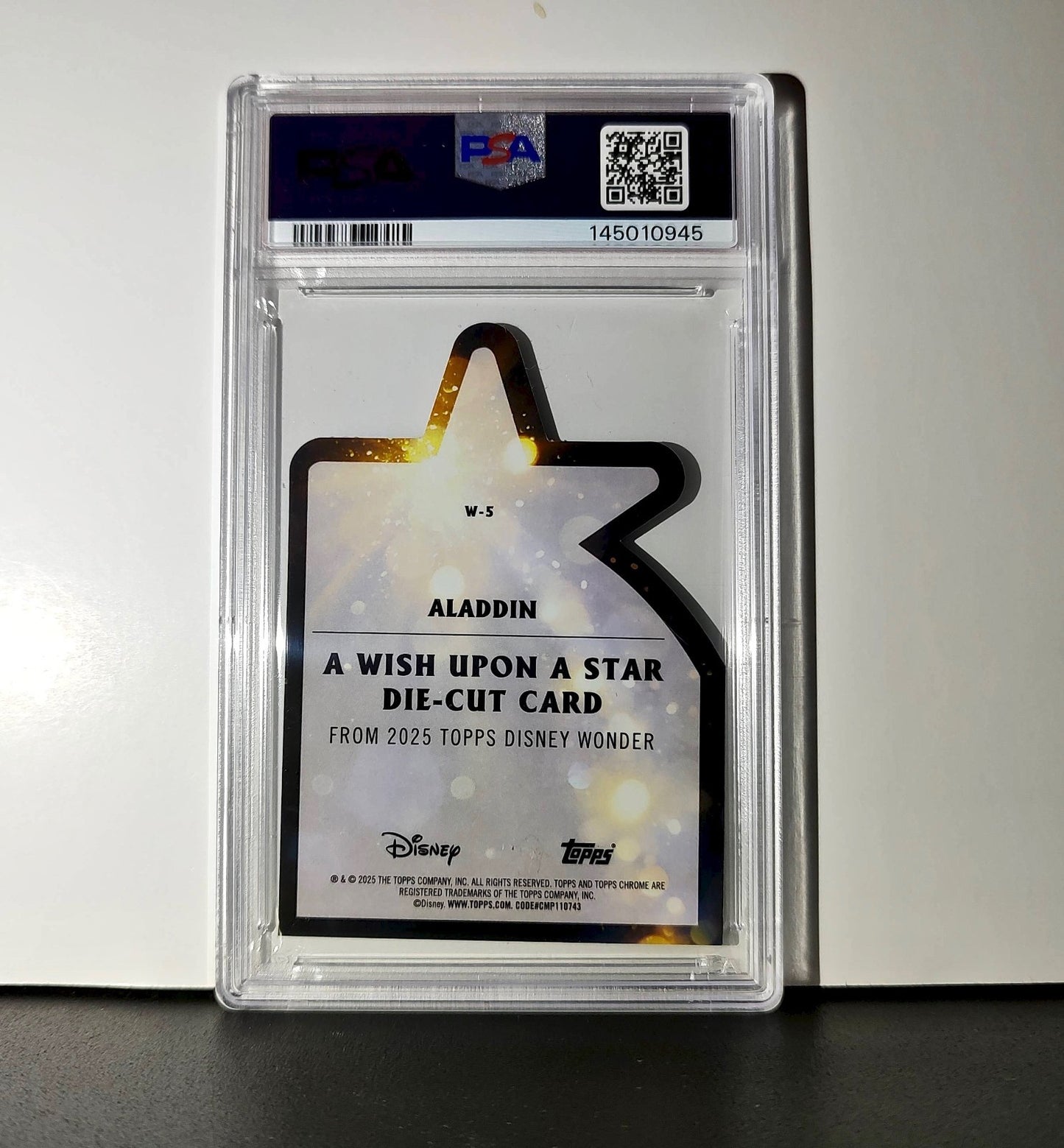 Aladdin 2025 Topps Chrome Disney #W-5 Wish Upon A Star Die Cut Aladdin PSA 9