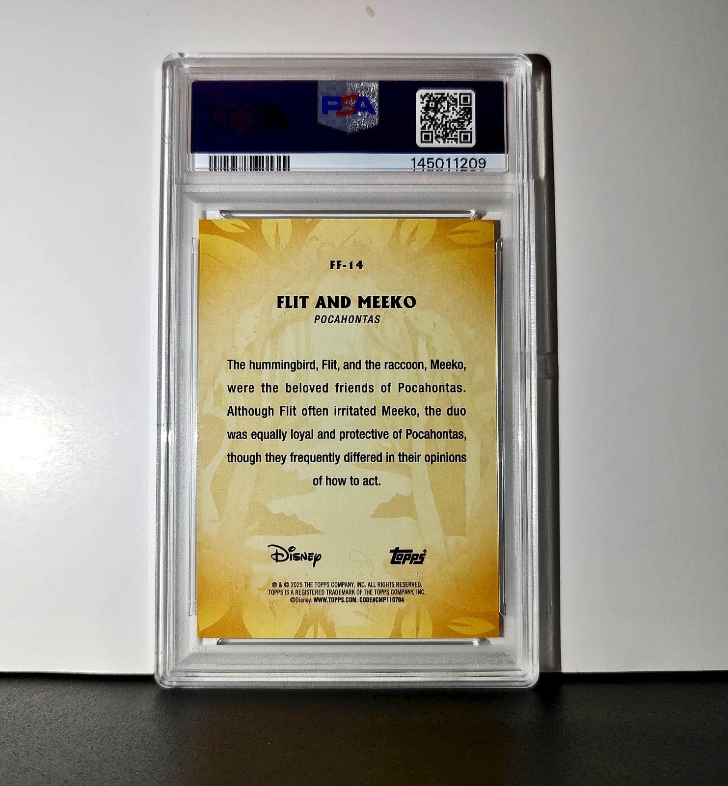 Flit and Meeko 2025 Topps Disney #FF-14 Furry Friends Card Pocahontas PSA 9 MT