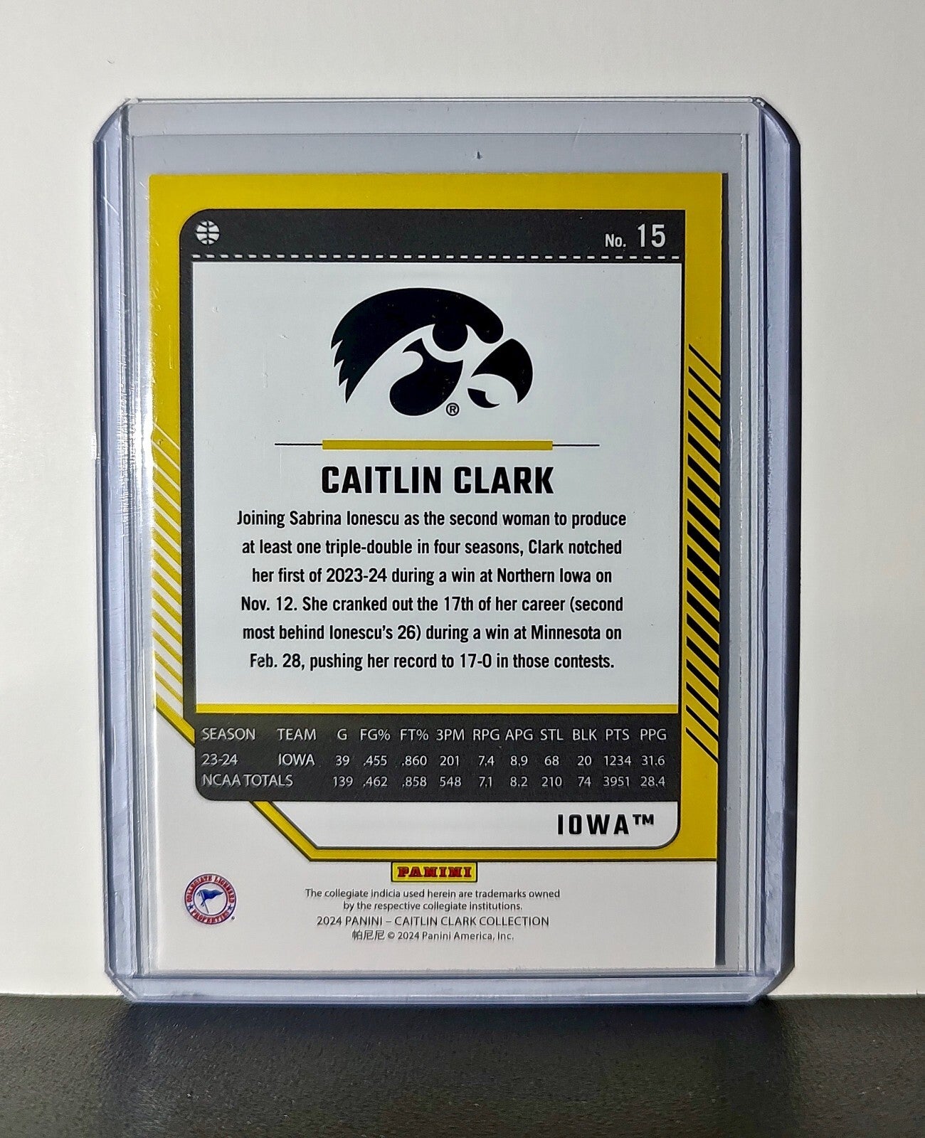 Caitlin Clark 2024 Silver Foil Panini Donruss #15 Basketball Card Iowa Hawkeyes