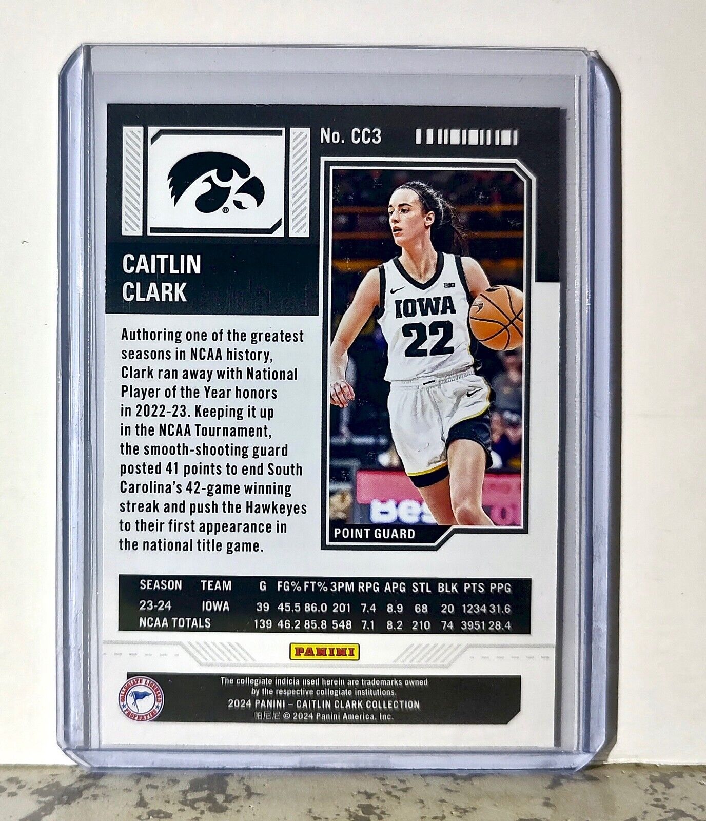 2023-24 Caitlin Clark Panini Contenders #CC3 Season Ticket Card Iowa Hawkeyes