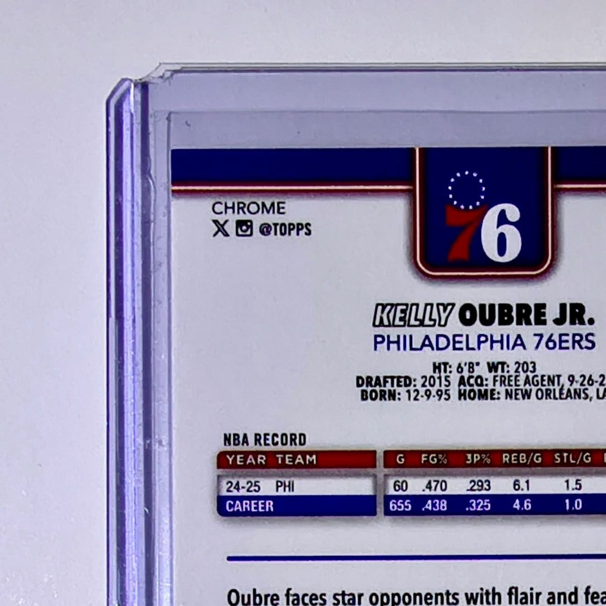 Kelly Oubre Jr. 2025-26 NBA Topps Chrome Update X-Fractor #138 Card 76ers