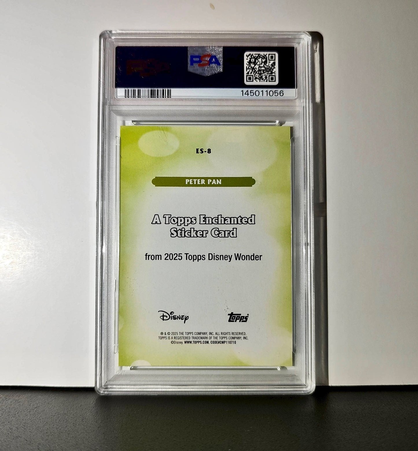 Peter Pan 2025 Topps Disney #ES-8 Enchanted Sticker Card Peter Pan PSA 8