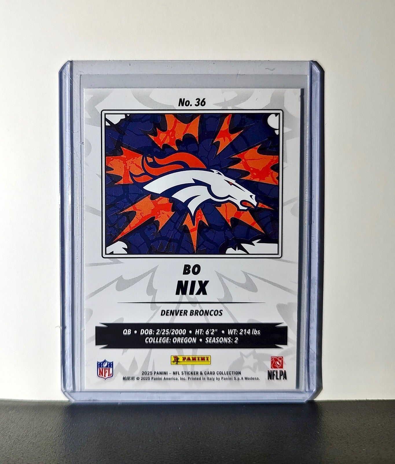 Bo Nix 2025 Panini NFL #36 Sticker Card Denver Broncos
