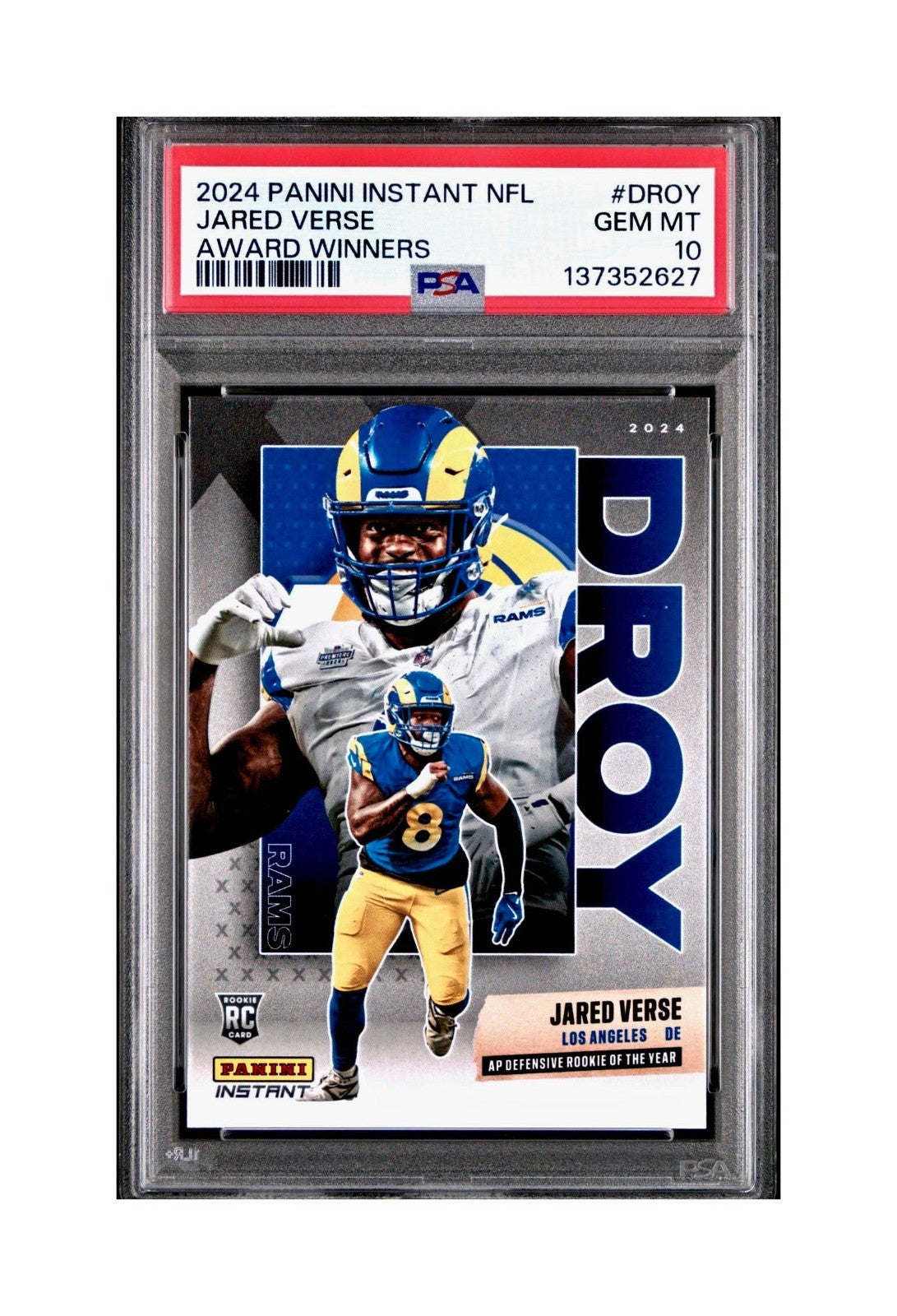Jared Verse 2024 Panini NFL AP Defensive Rookie of the Year Rams PSA 10 Gem Mint