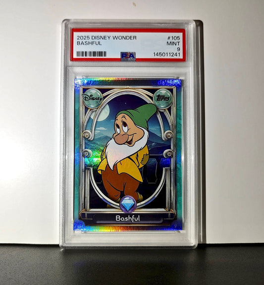 Bashful 2025 Topps Disney #105 Diamond Snow White and the Seven Dwarfs PSA 9