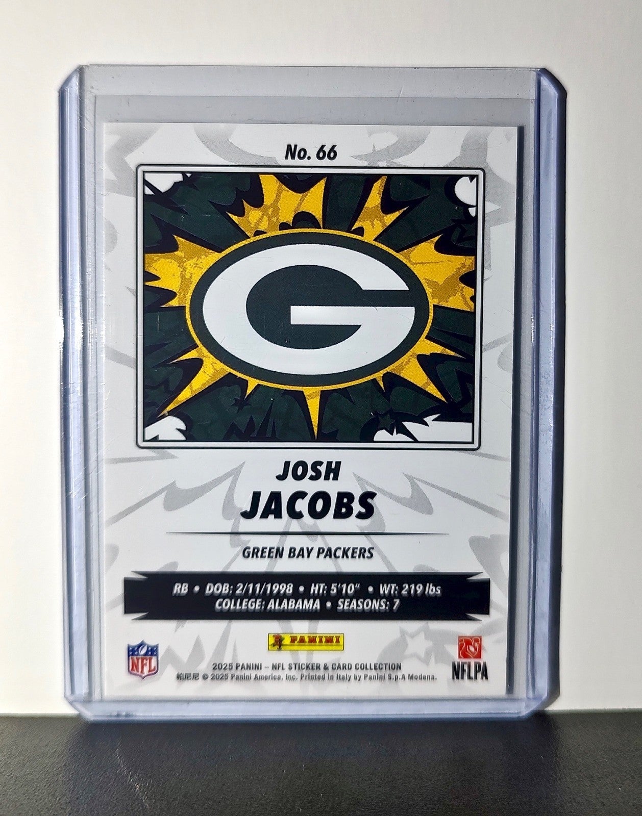 Josh Jacobs 2025 Panini NFL #66 Foil Sticker Card Green Bay Packers