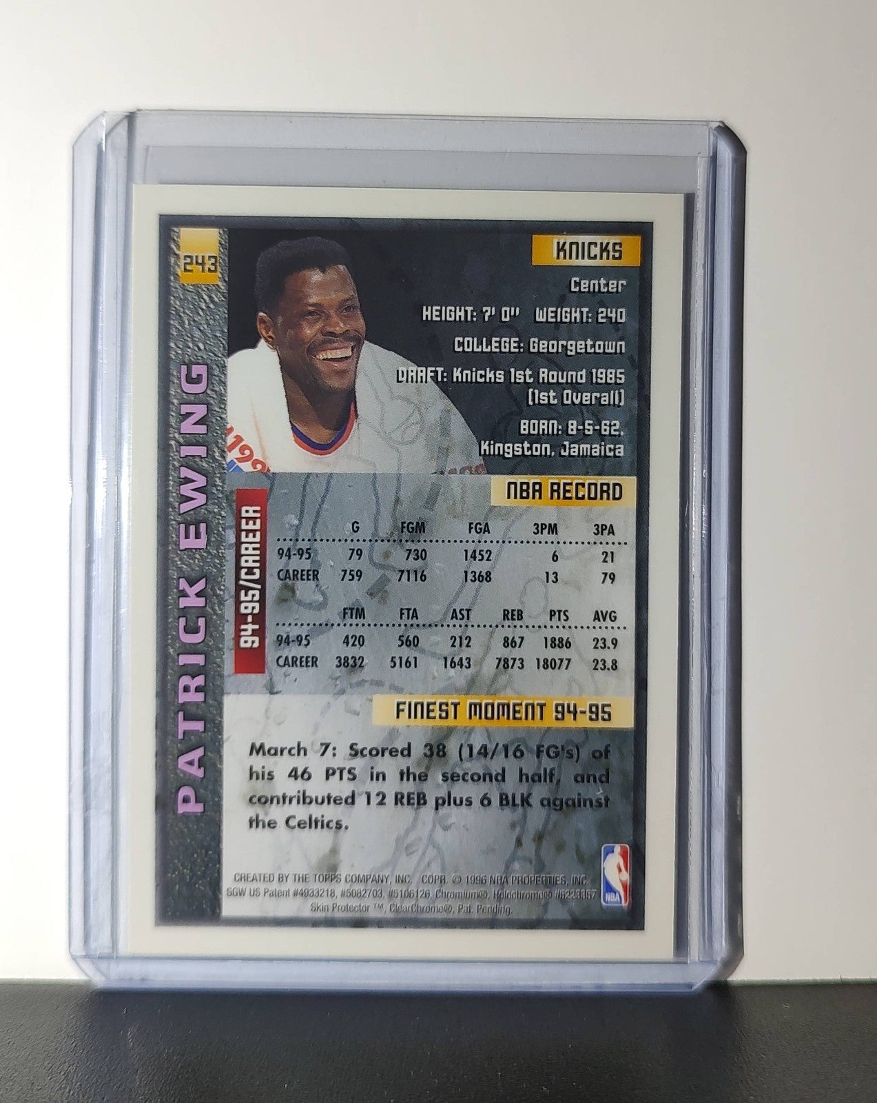 Patrick Ewing 1995-96 Topps Finest NBA #243 Card New York Knicks