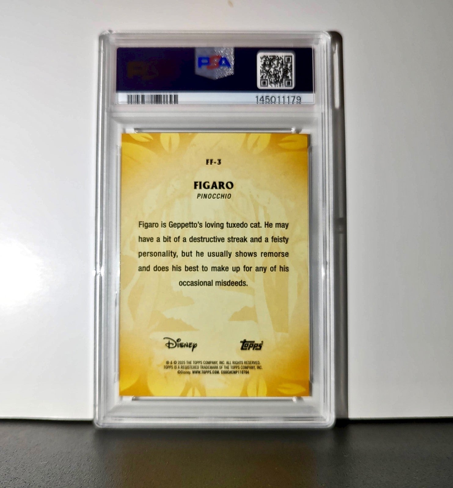 Figaro 2025 Topps Disney #FF-3 Furry Friends Card Pinocchio PSA 7