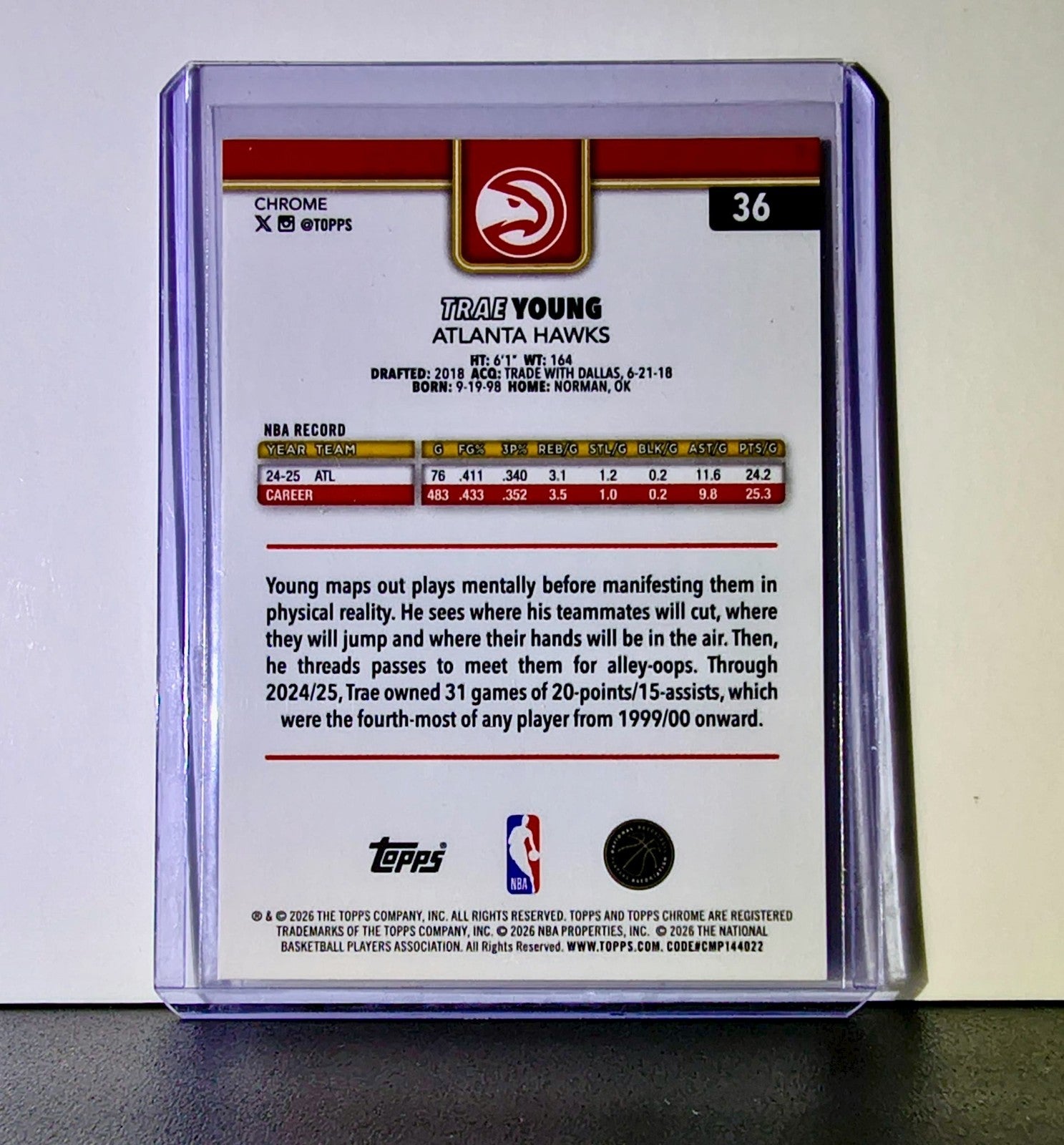 Trae Young 2025-26 NBA Topps Chrome Update X-Fractor #36 Card Atlanta Hawks