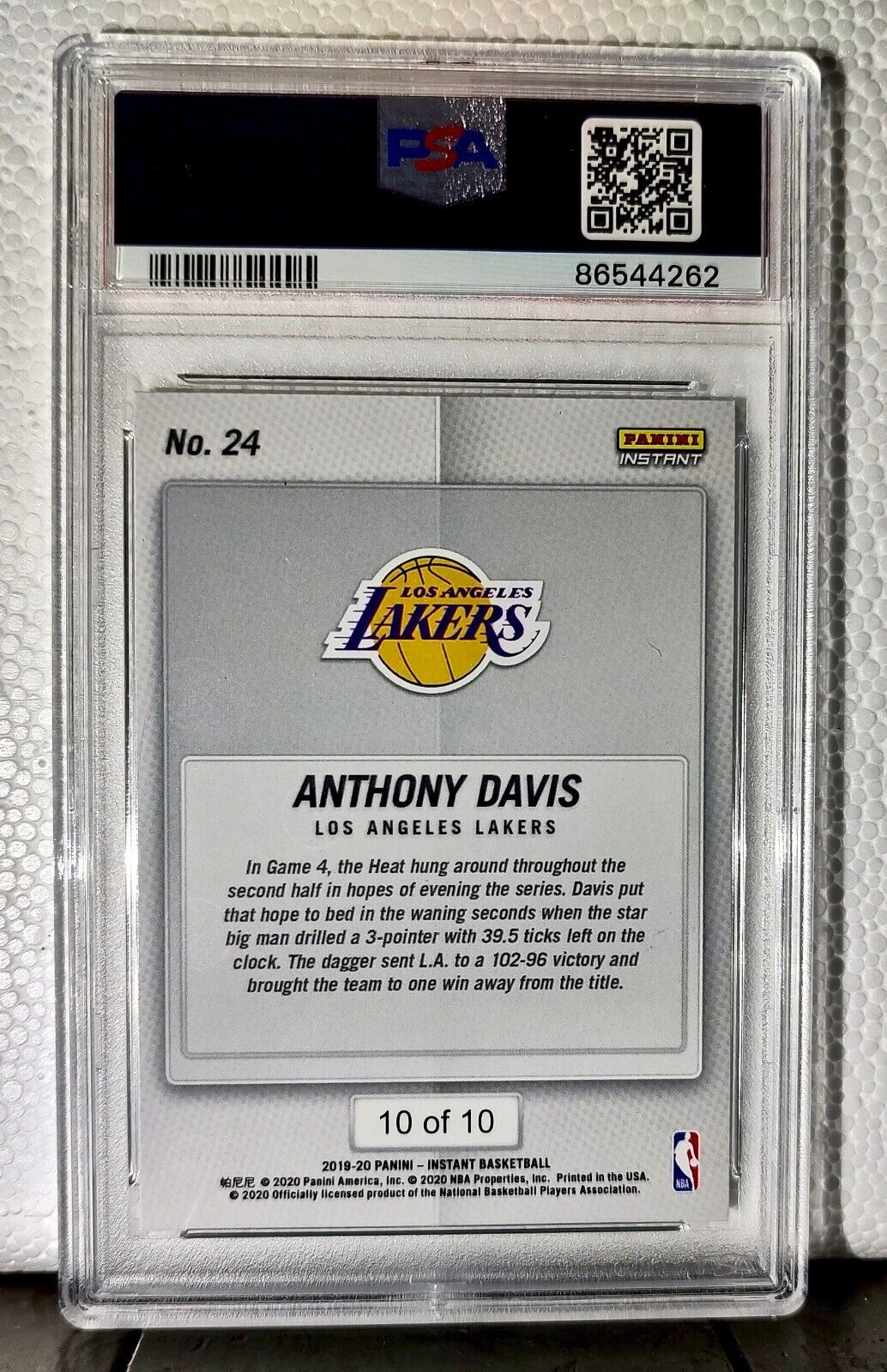 Anthony Davis 2020 Panini Lakers NBA Champions #24 Green Card 10/10 PSA 9 Mint