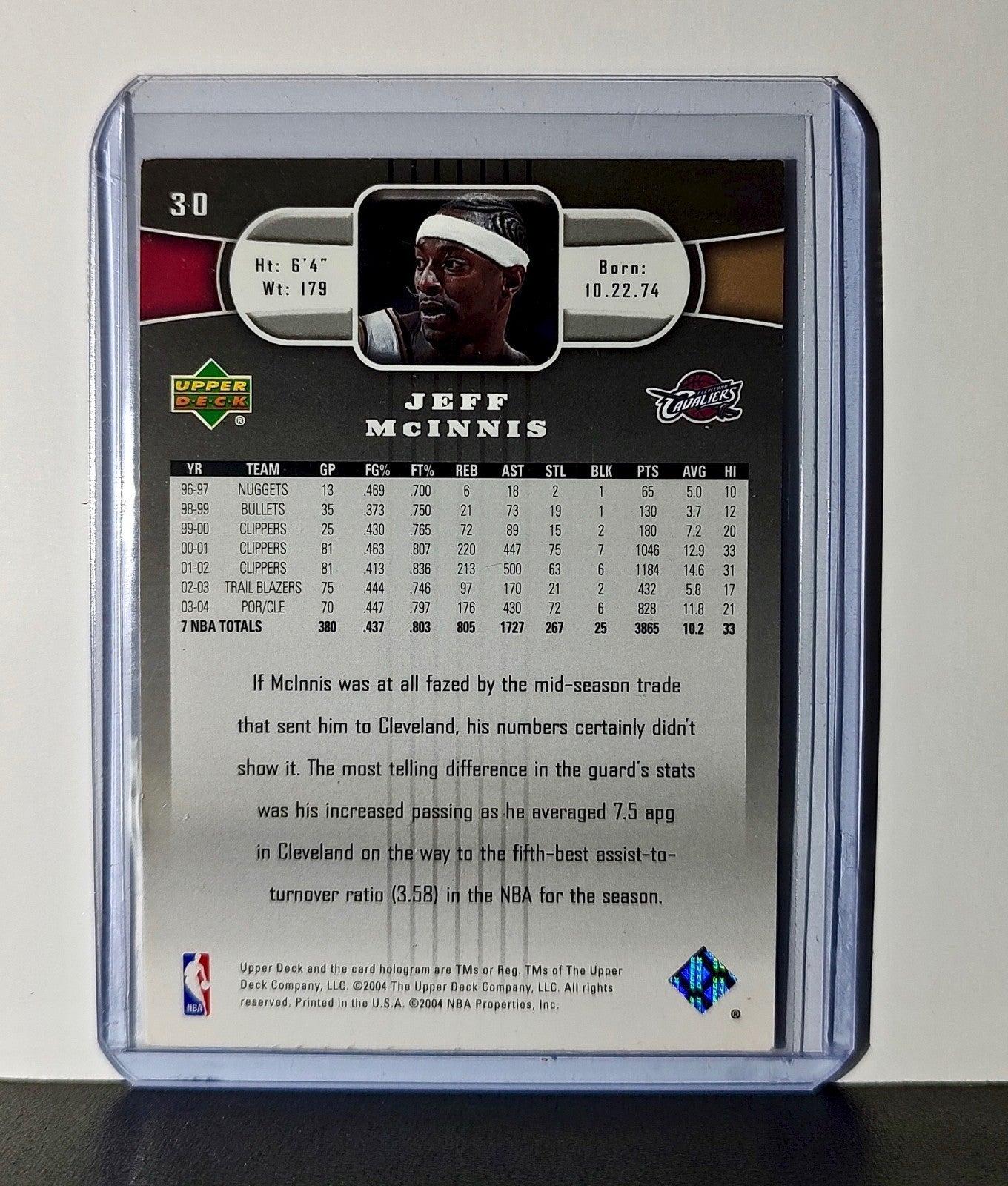 Jeff McInnis 2004 Upper Deck NBA #30 Card Cleveland Cavaliers