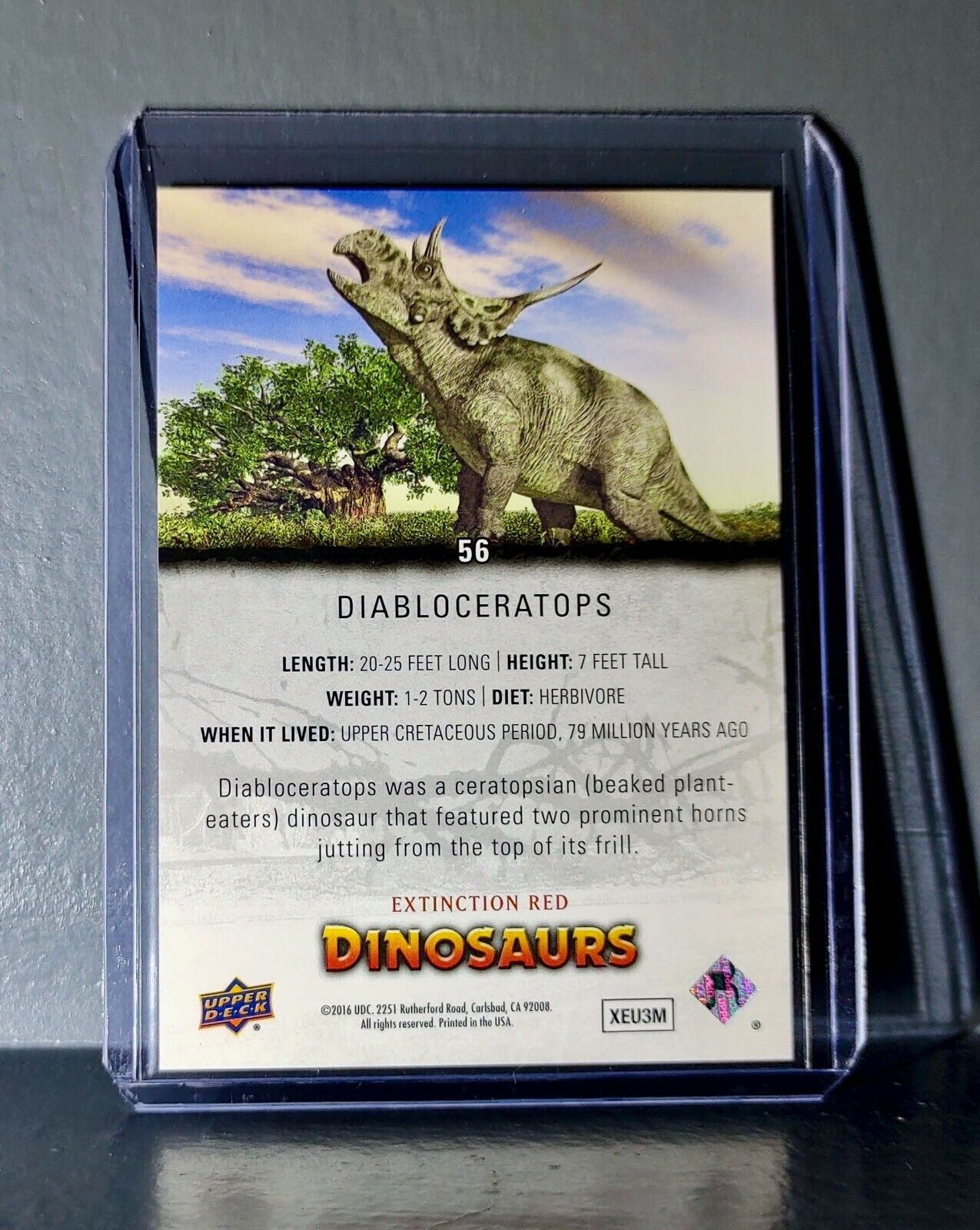 2015 Upper Deck Dinosaurs Diabloceratops Extinction Red Parallel #56 Card