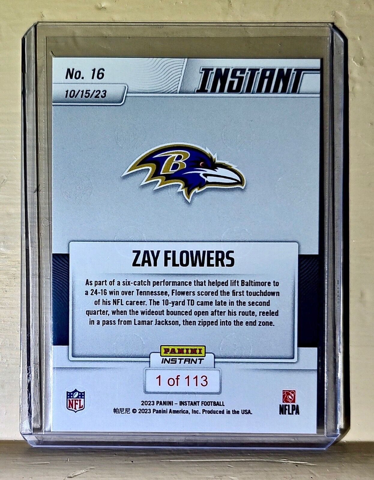 Zay Flowers 2023 Panini NFL Rookie Football #16 Card 1 of 113 Ravens