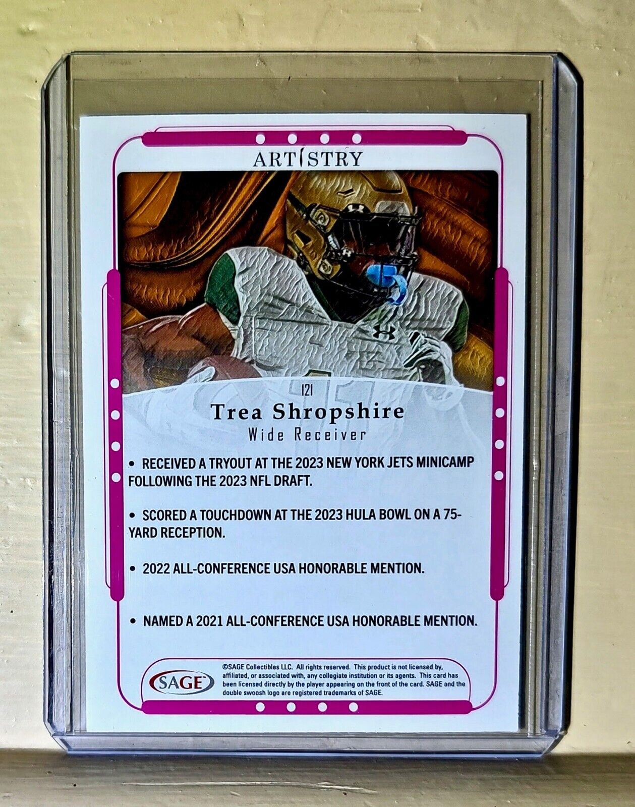 Trea Shropshire 2023 SAGE NFL Artistry Football #121 Card