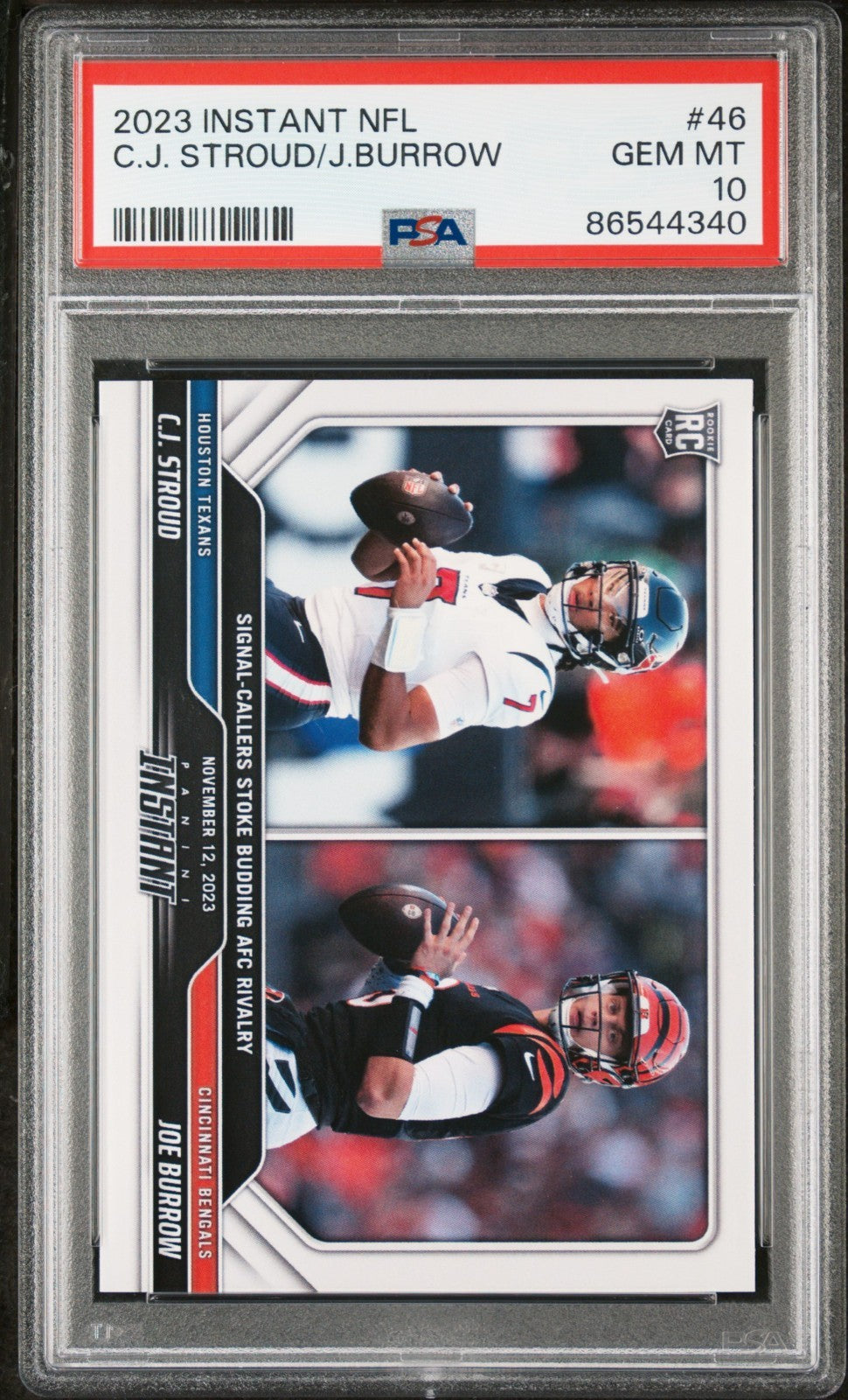 C. J. Stroud / Joe Burrow 2023 Panini NFL #46 Rookie Card 1 of 749 PSA 10 Gem