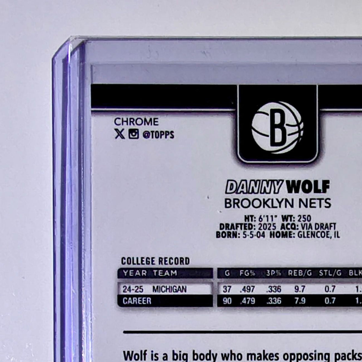 Danny Wolf Rookie 2025-26 NBA Topps Chrome Update X-Fractor #177 Card Nets
