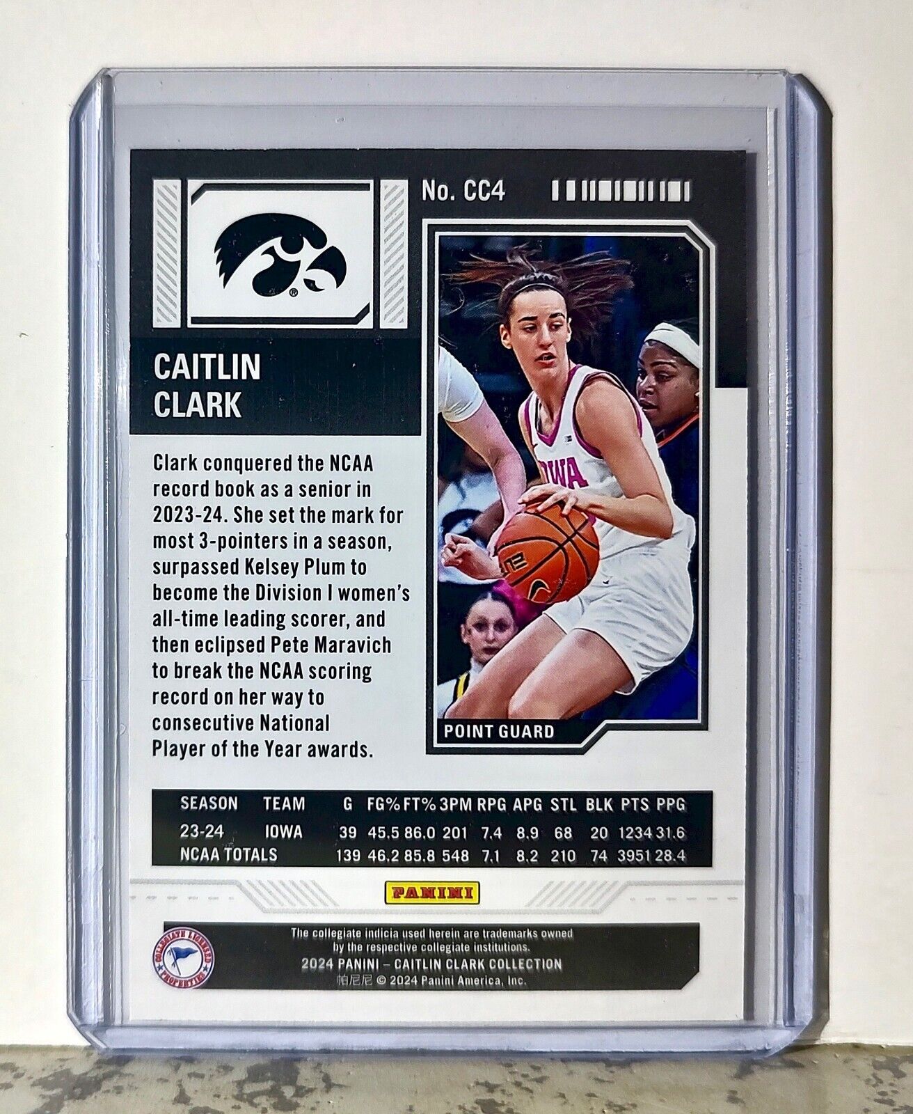 2023-24 Caitlin Clark Panini Contenders #CC4 Season Ticket Card Iowa Hawkeyes