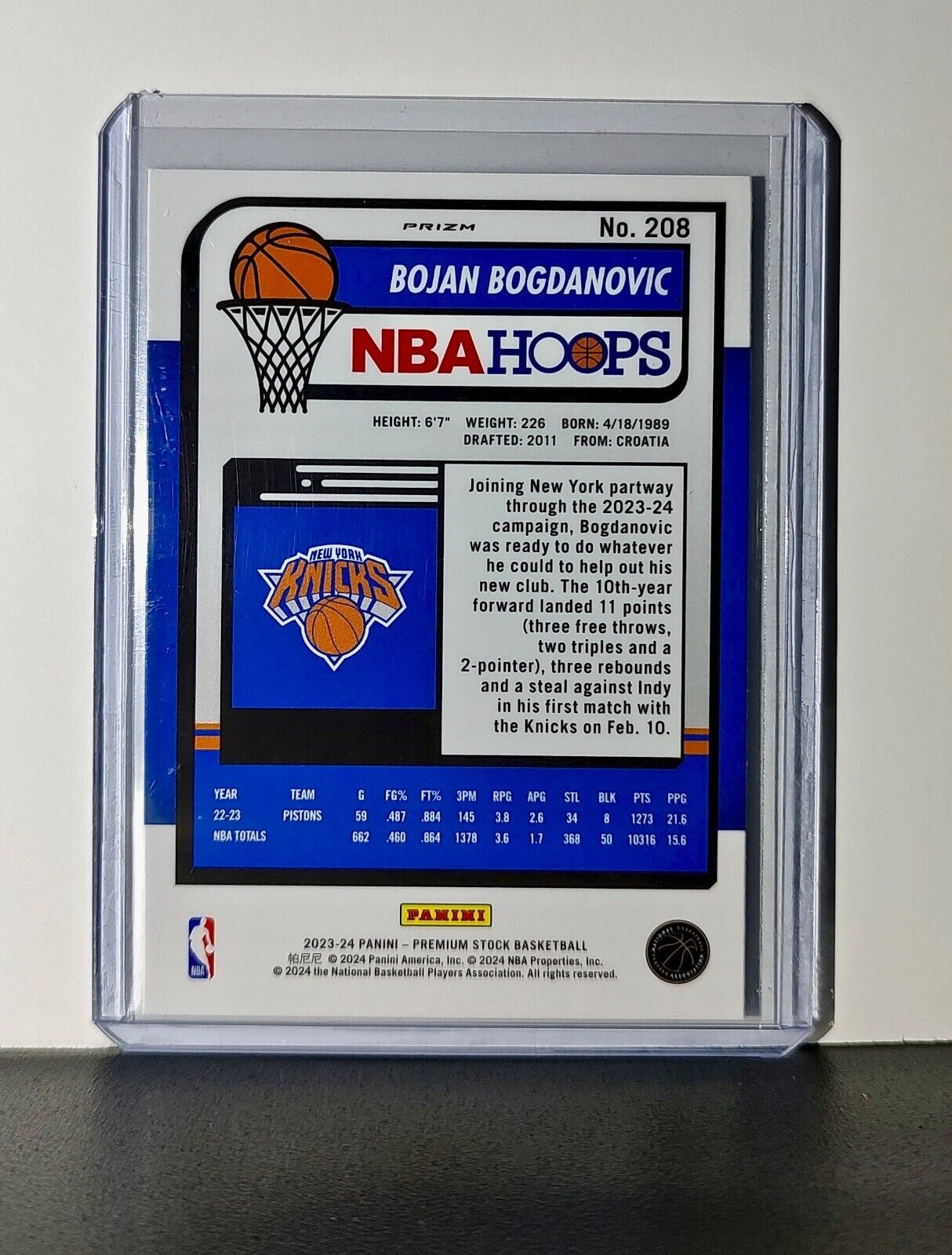Bojan Bogdanovic 2023-24 Panini Premium Stock NBA Hoops #208 Prizm Refractor