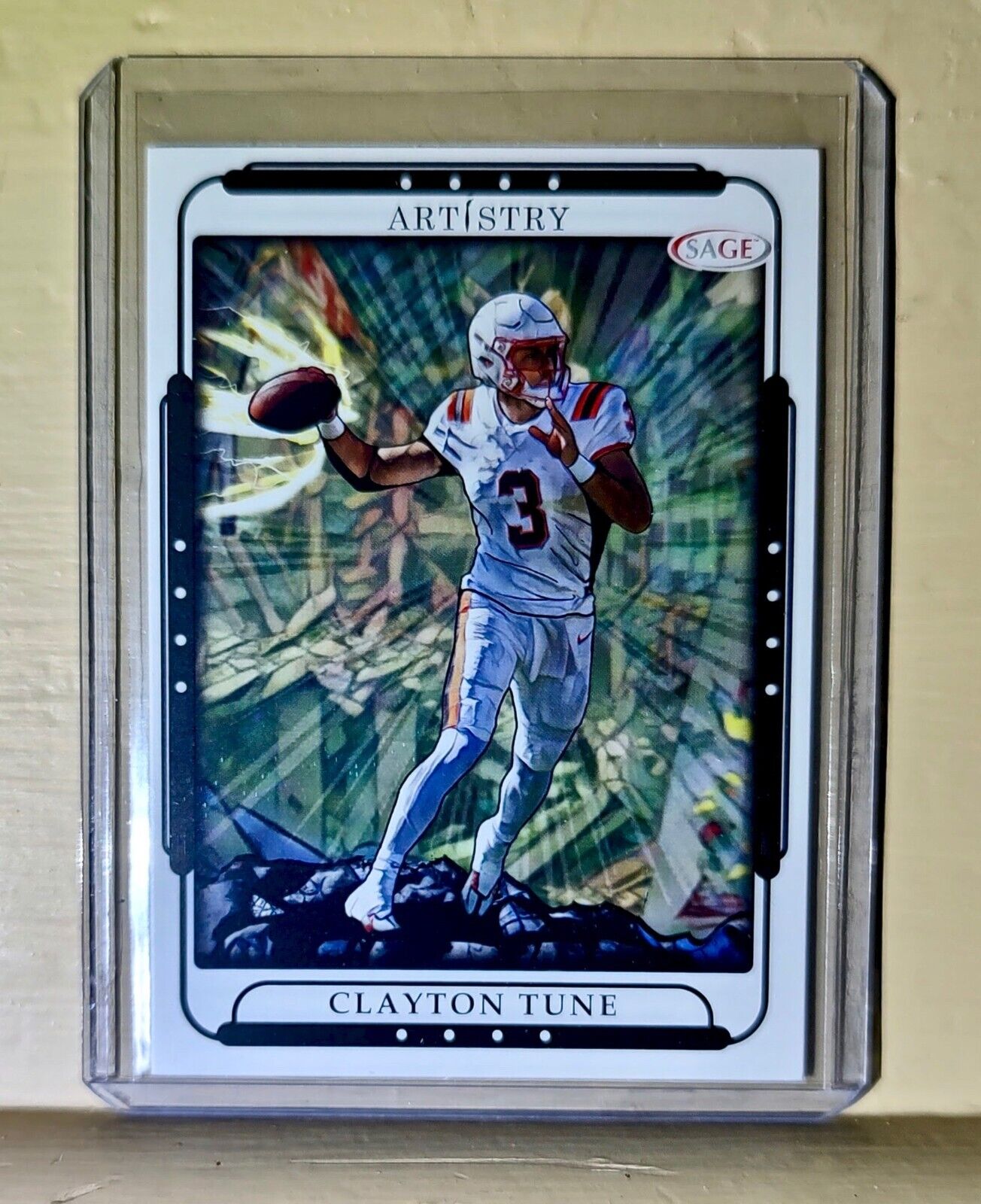 Clayton Tune 2023 SAGE NFL Artistry Football #30 Card