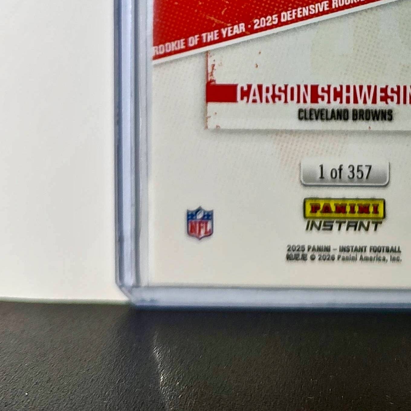 Carson Schwesinger Rookie 2025 Panini NFL Defensive Player of the Year 1 of 357