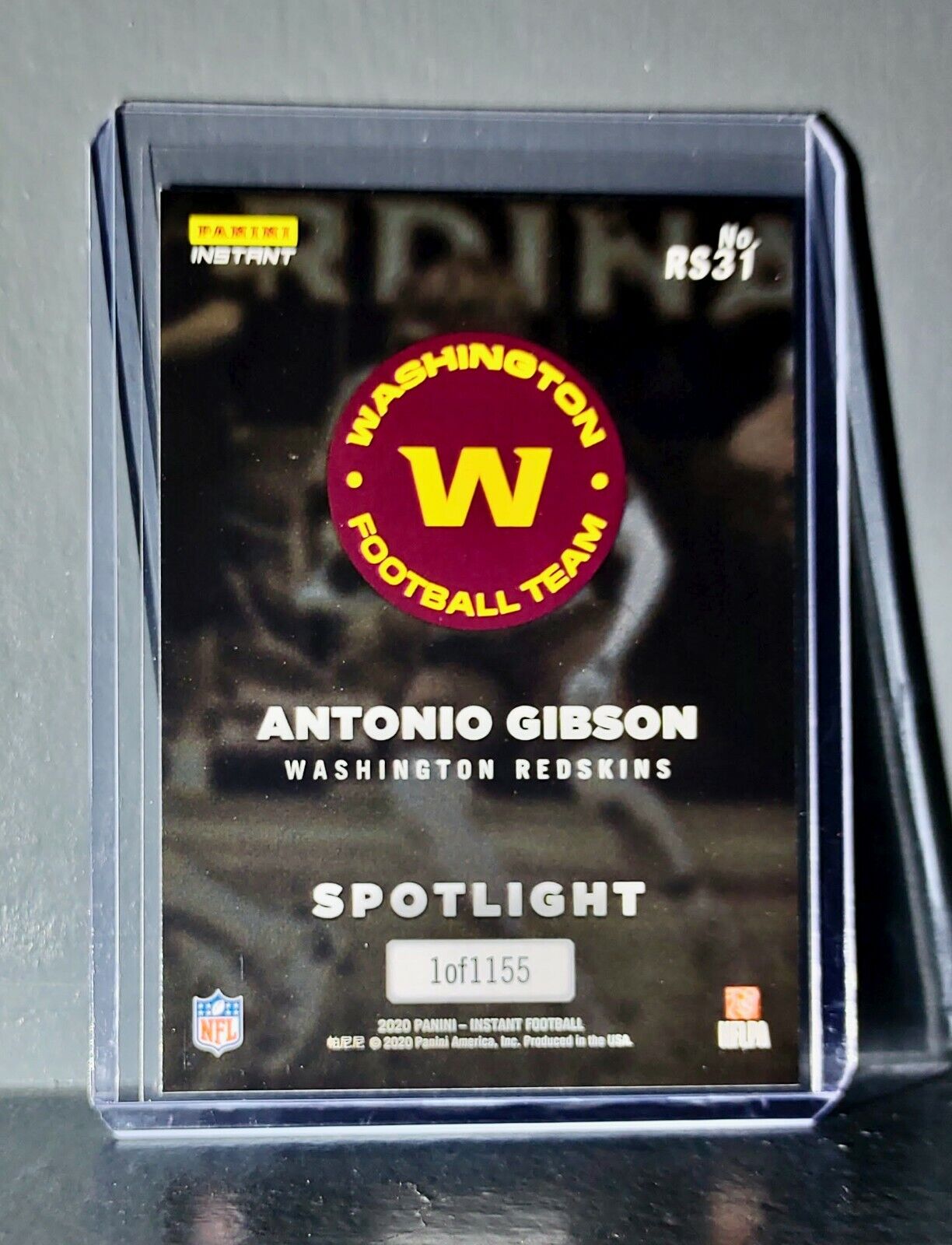 Antonio Gibson 2020 Panini NFL Rookie Spotlight #31 Football Card 1 of 1155