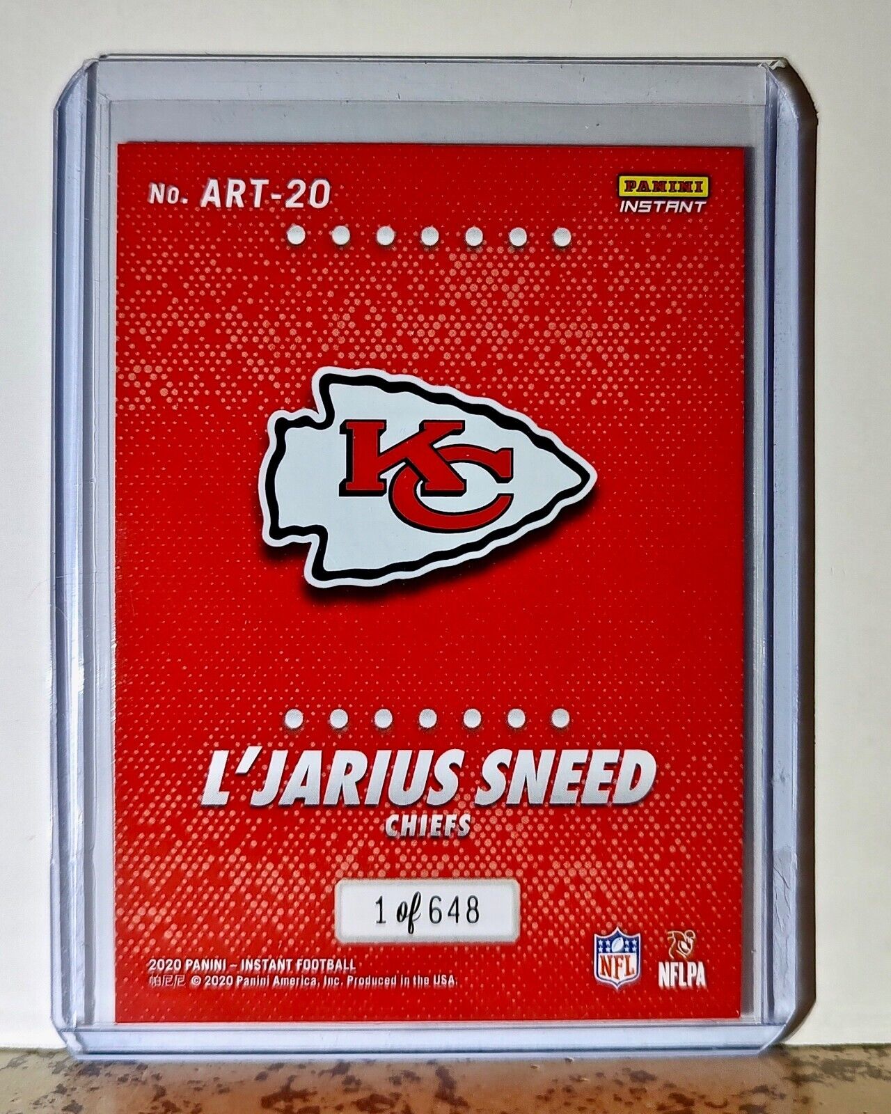 L'Jarius Sneed 2020 Panini All-Rookie Team NFL #20 Card 1/648 Kansas City Chiefs