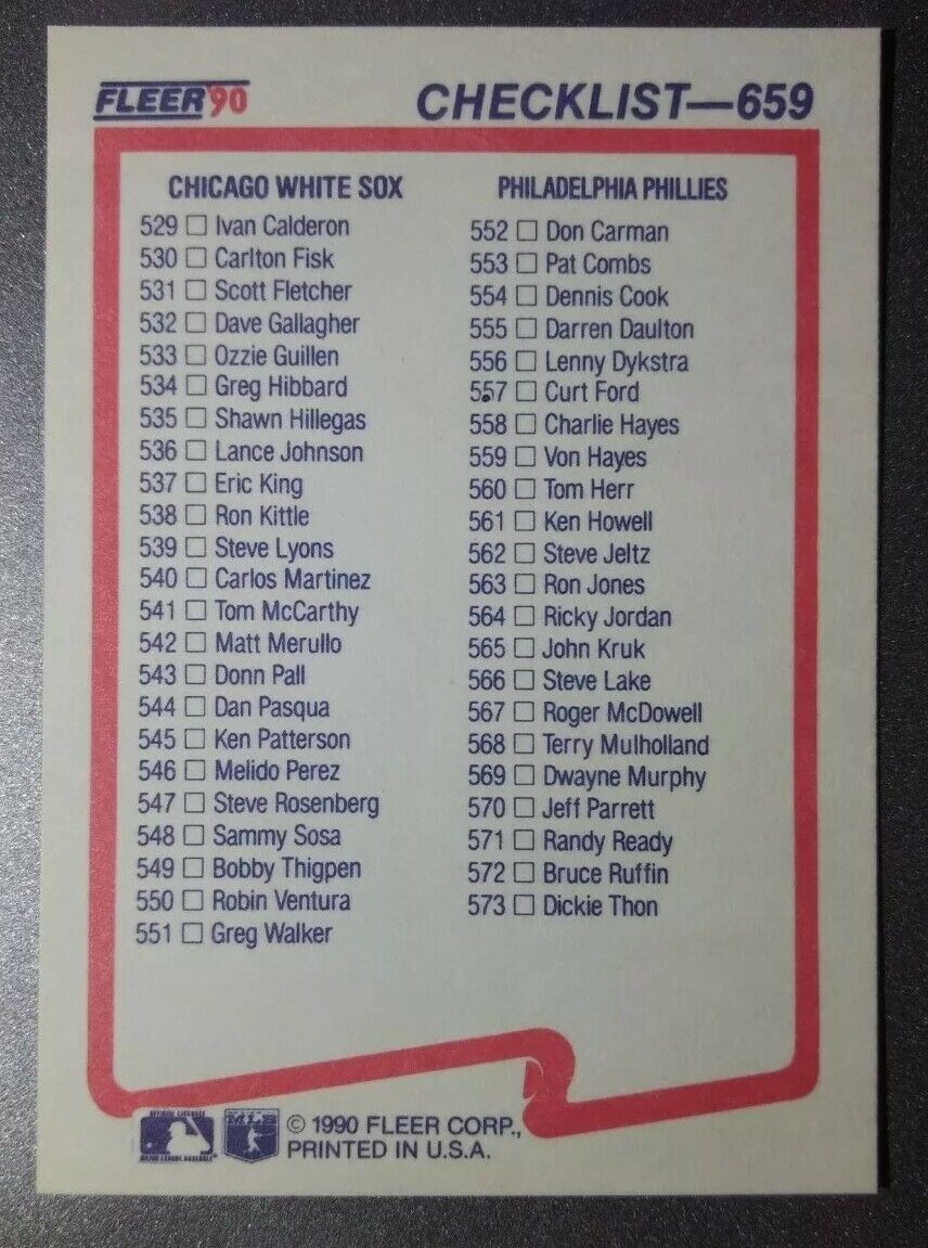 1990 Checklist Fleer Baseball Card #658