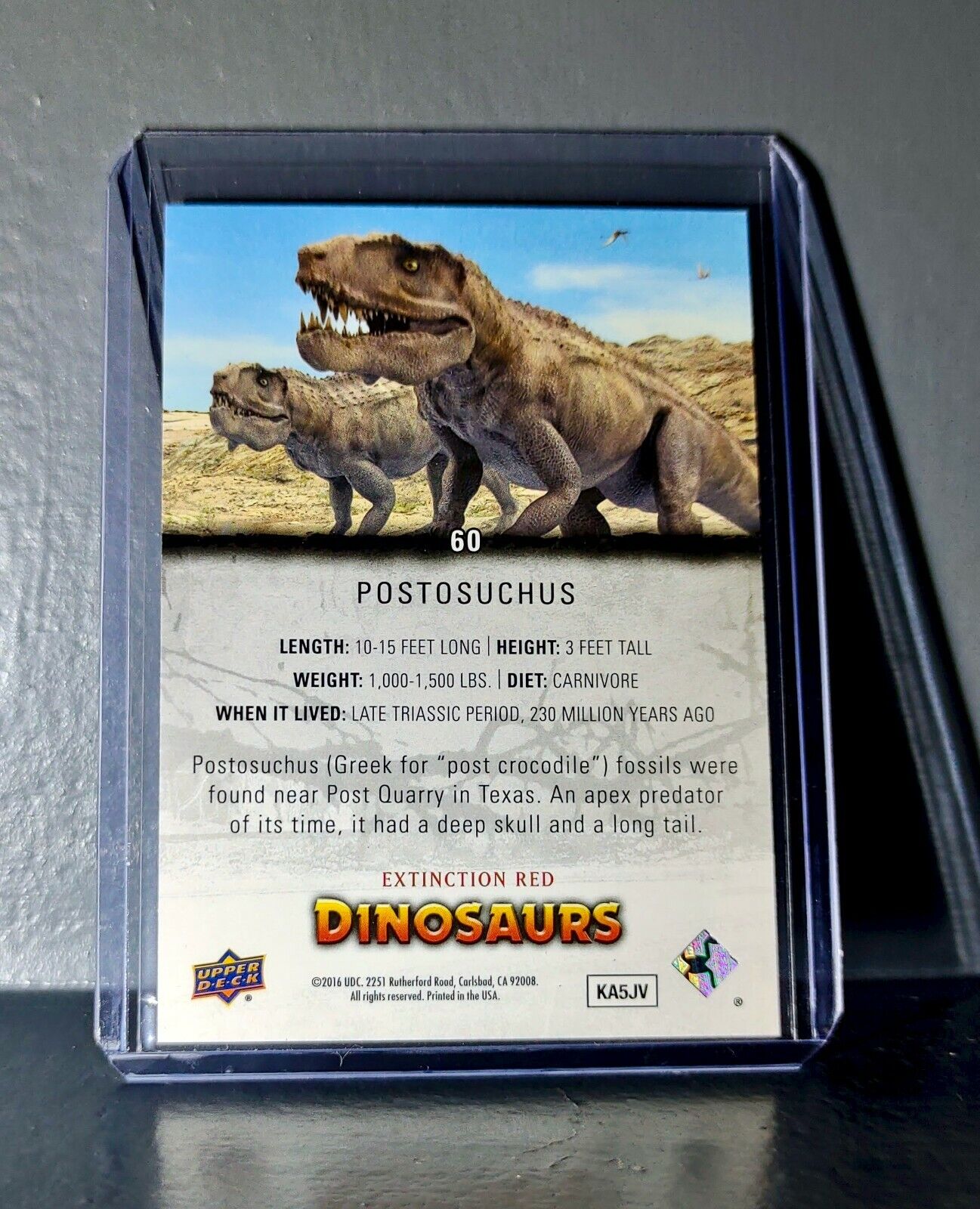 2015 Upper Deck Dinosaurs Postosuchus Extinction Red Parallel #60 Card