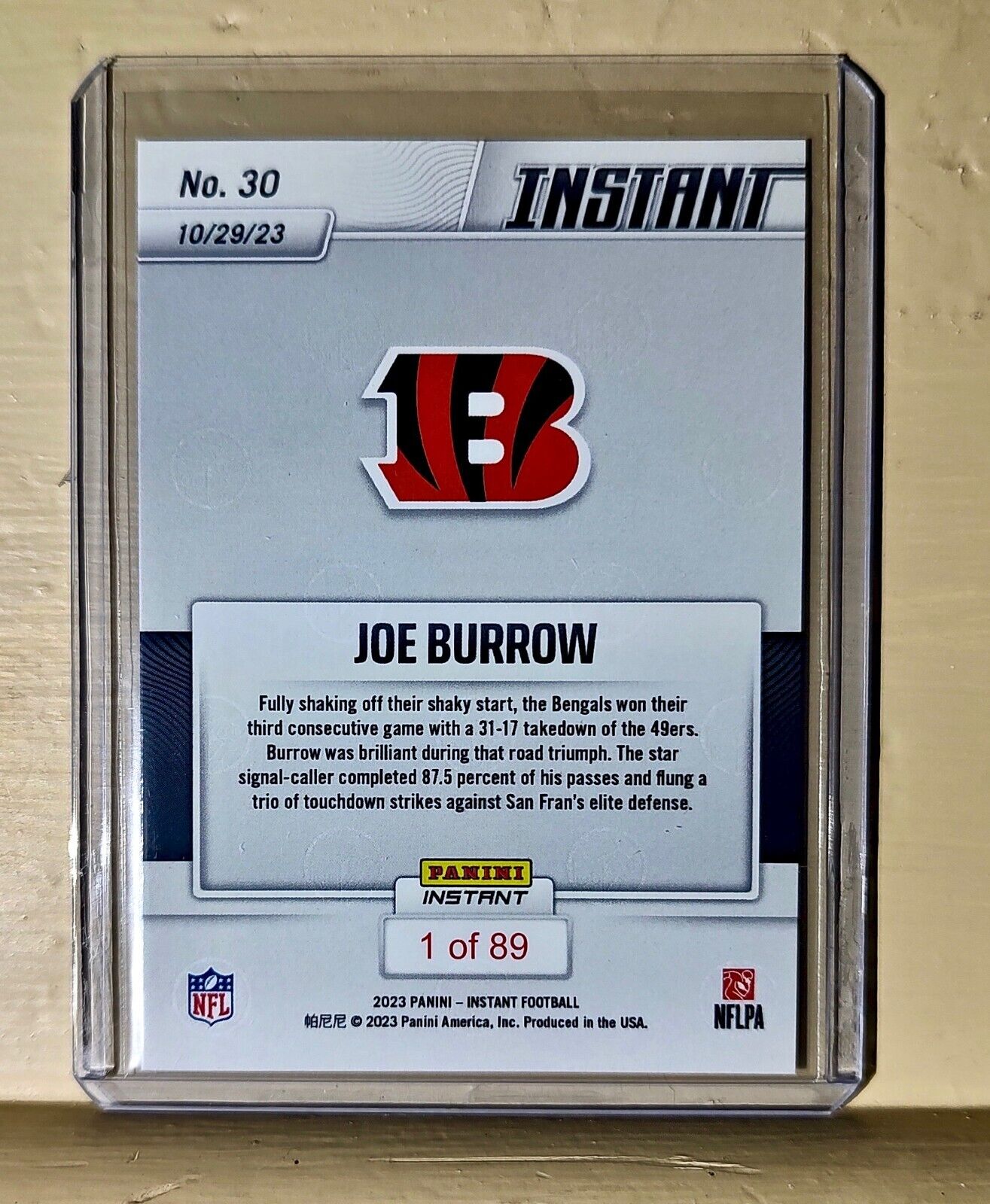 Joe Burrow 2023 Panini NFL Football #30 Card 1 of 89 Bengals