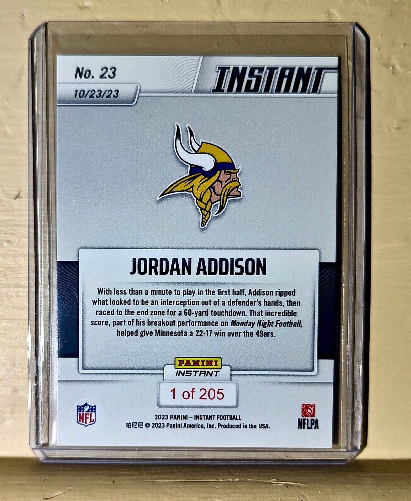 Jordan Addison 2023 Panini NFL Rookie Football #23 Card 1 of 205 Vikings