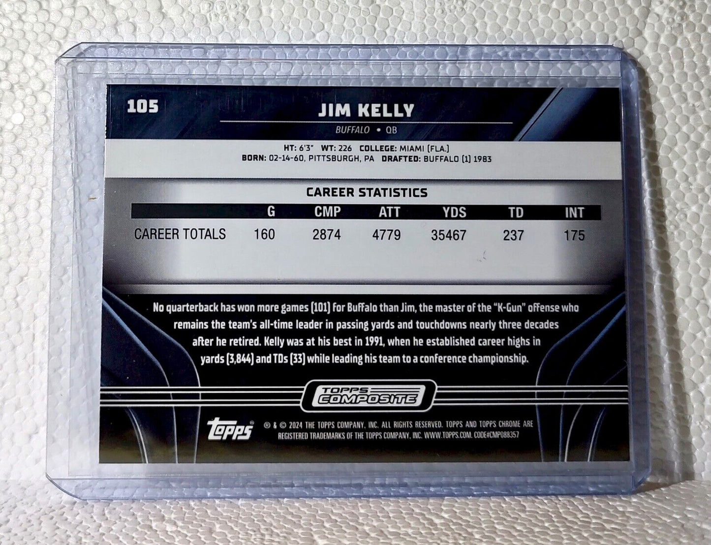 Jim Kelly 2023 Topps Chrome Black NFL #105 Composite Football Card Buffalo Bills