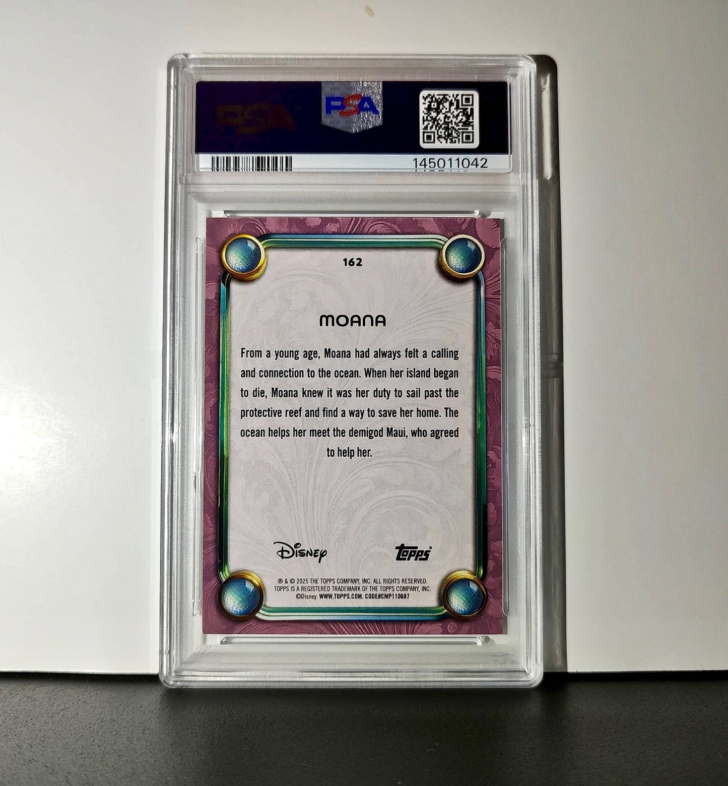 Moana 2025 Topps Disney Cartoon Princess #162 Card Moana PSA 9