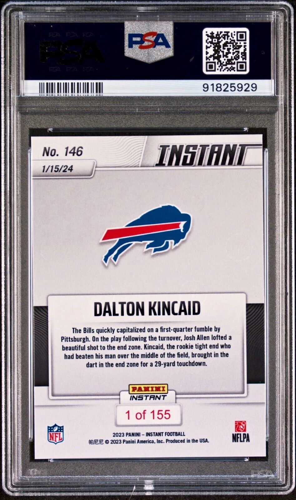 Dalton Kincaid 2023 Panini NFL Wildcard Football #146 Card 1 of 155 Bills PSA 8