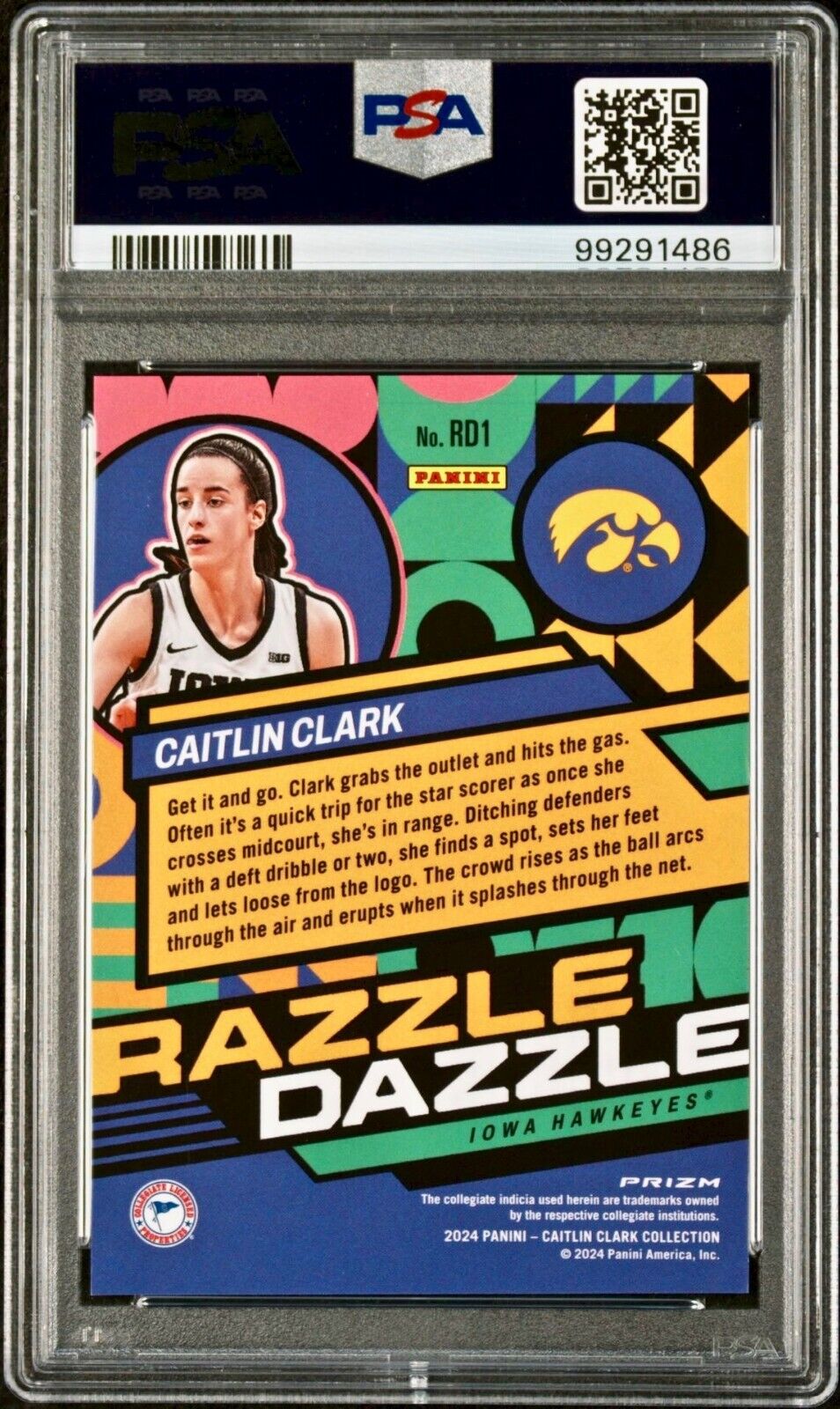 Caitlin Clark 2024 Panini Mosaic Razzle Dazzle #RD1 Card PSA 10 Gem Mint