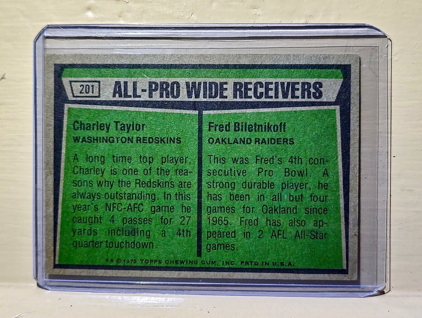 Charley Taylor / Fred Biletnikoff 1974 Topps #201 All-Pro Football Card